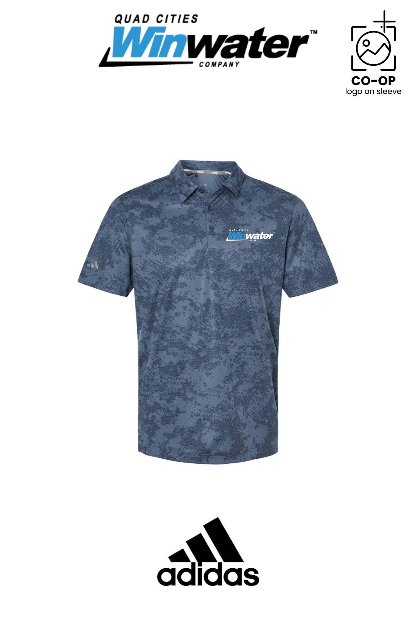 Adidas Mens All Over Camo Print Polo - Quad Cities Winwater