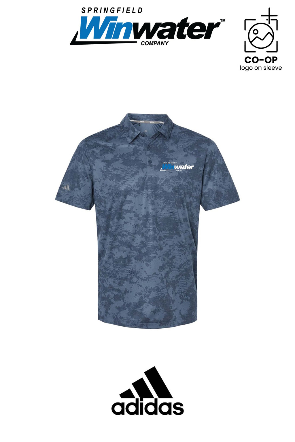 Adidas Mens All Over Camo Print Polo - Springfield Winwater