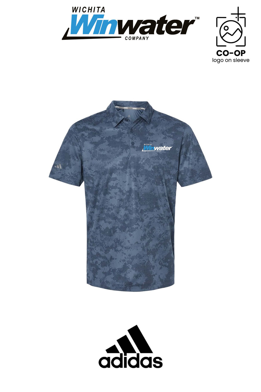 Adidas Mens All Over Camo Print Polo - Wichita Winwater