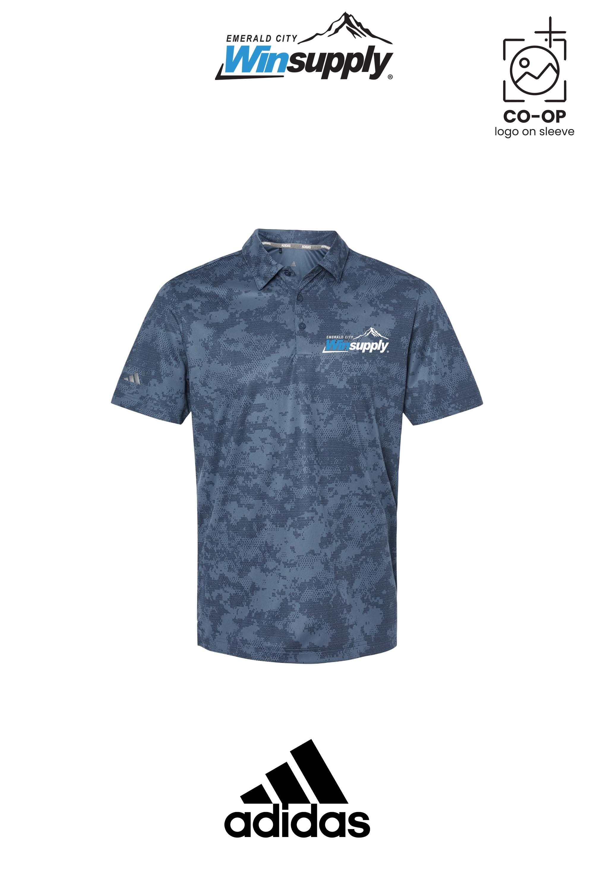 Adidas Mens All Over Camo Print Polo - Winsupply Emerald City