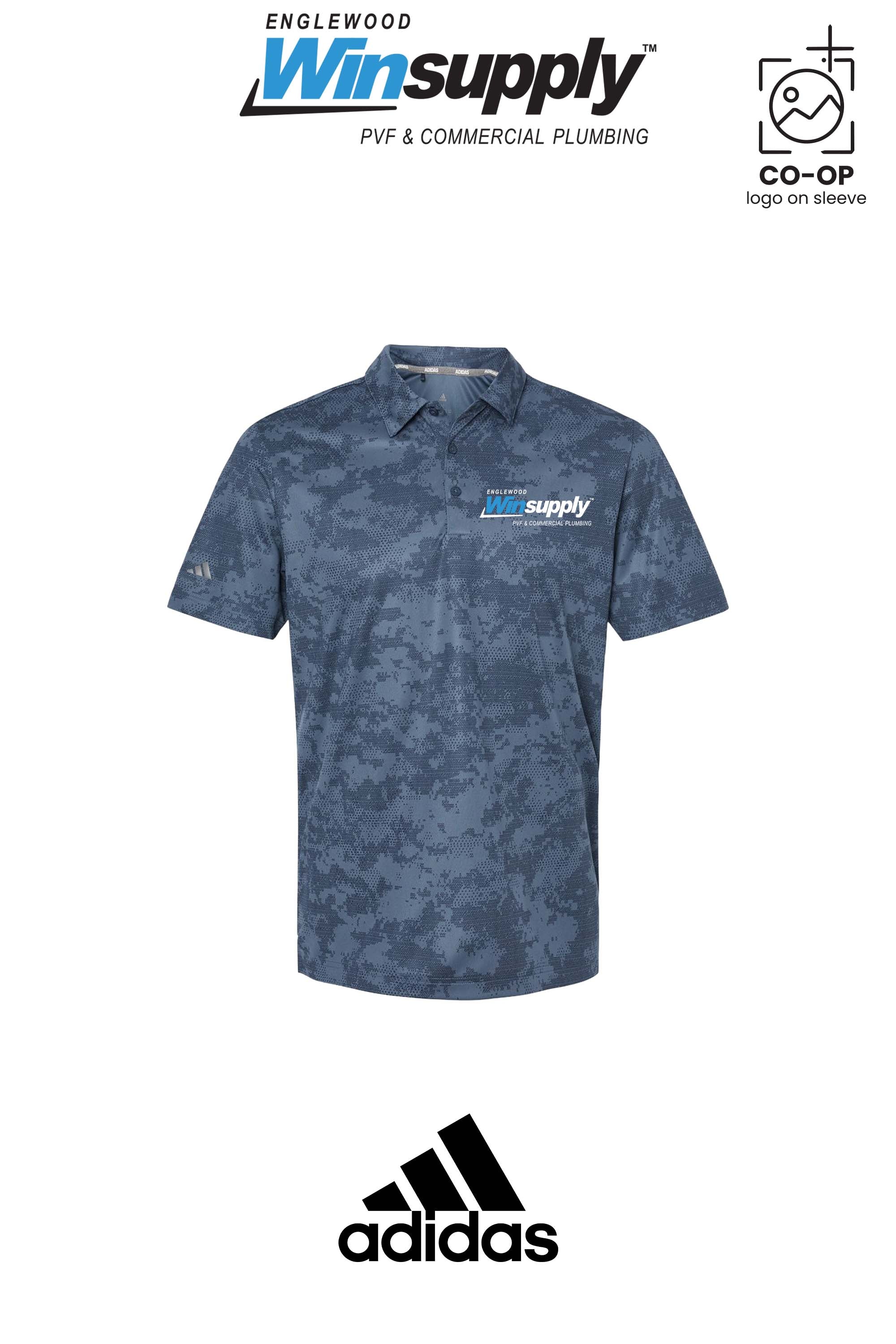 Adidas Mens All Over Camo Print Polo - Englewood Winsupply