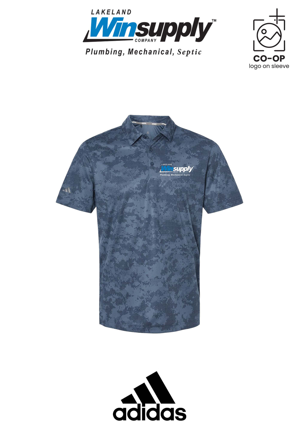 Adidas Mens All Over Camo Print Polo - Lakeland Winsupply