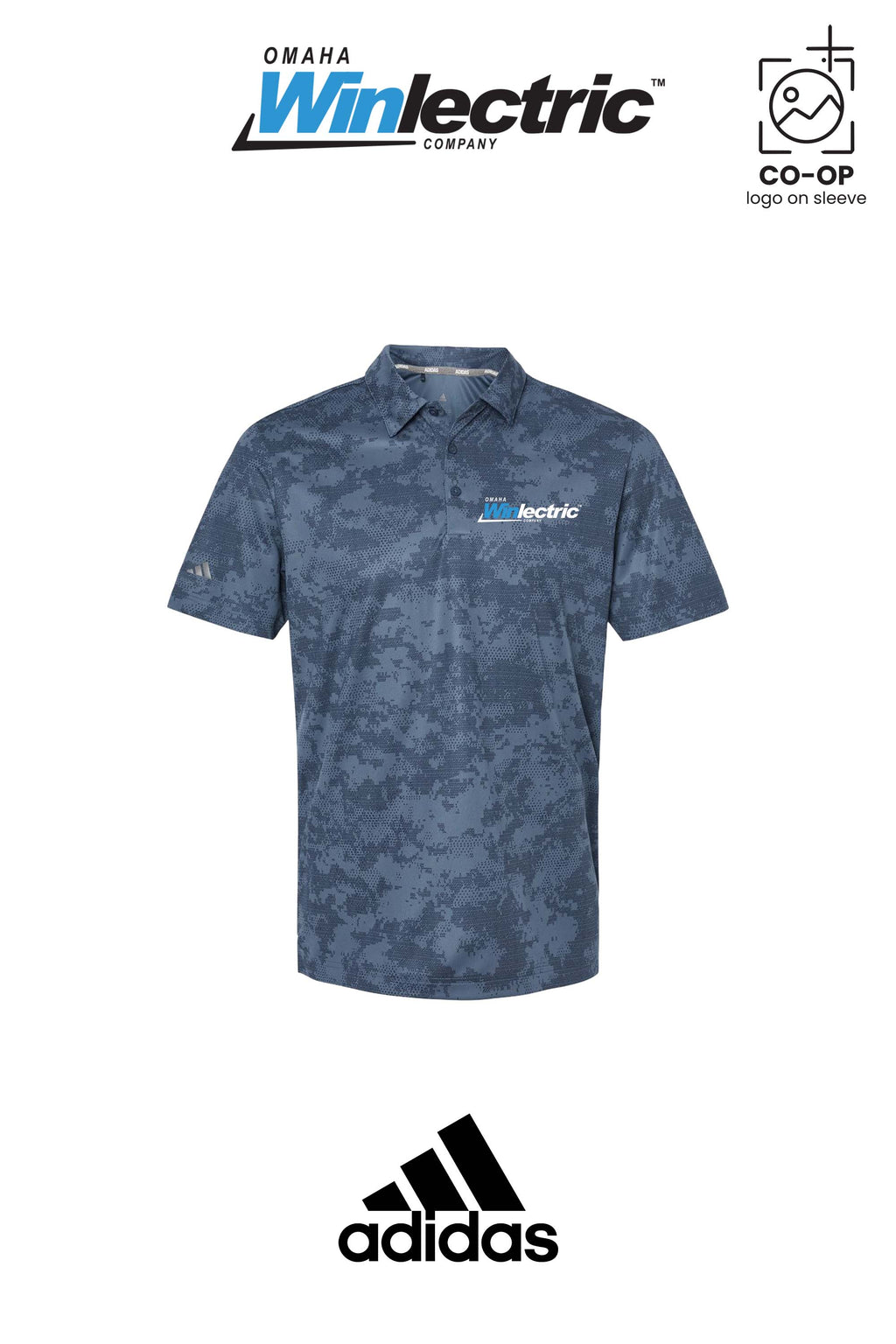 Adidas Mens All Over Camo Print Polo - Omaha Winlectric