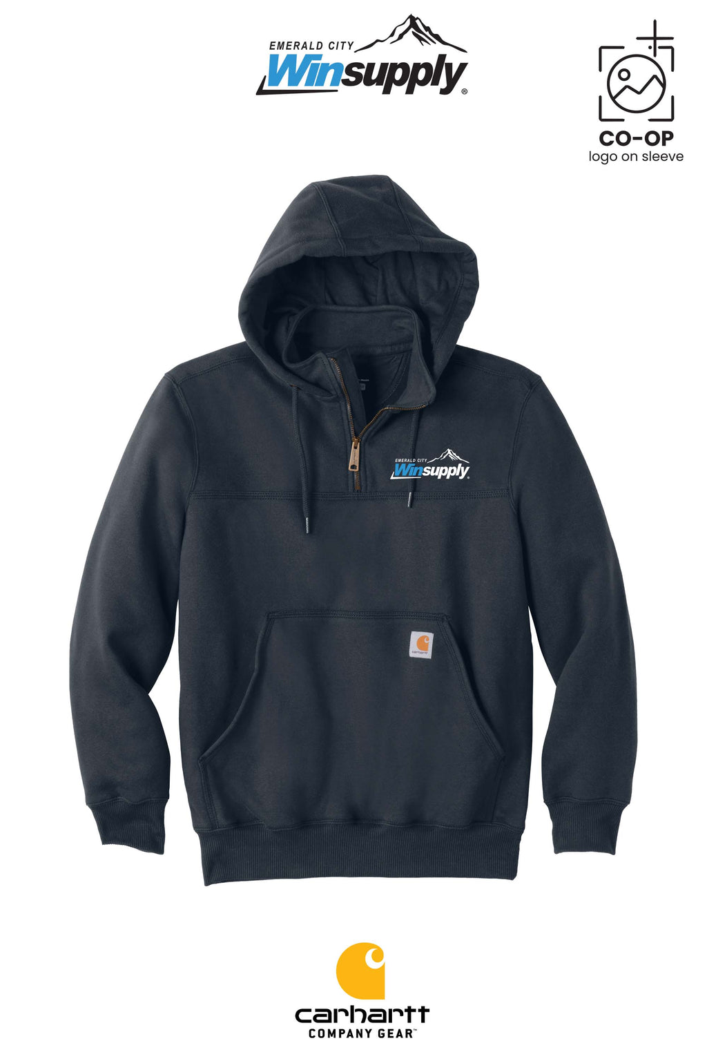 Carhartt® Rain Defender® Paxton Heavyweight Hooded Zip Mock Sweatshirt - Winsupply Emerald City