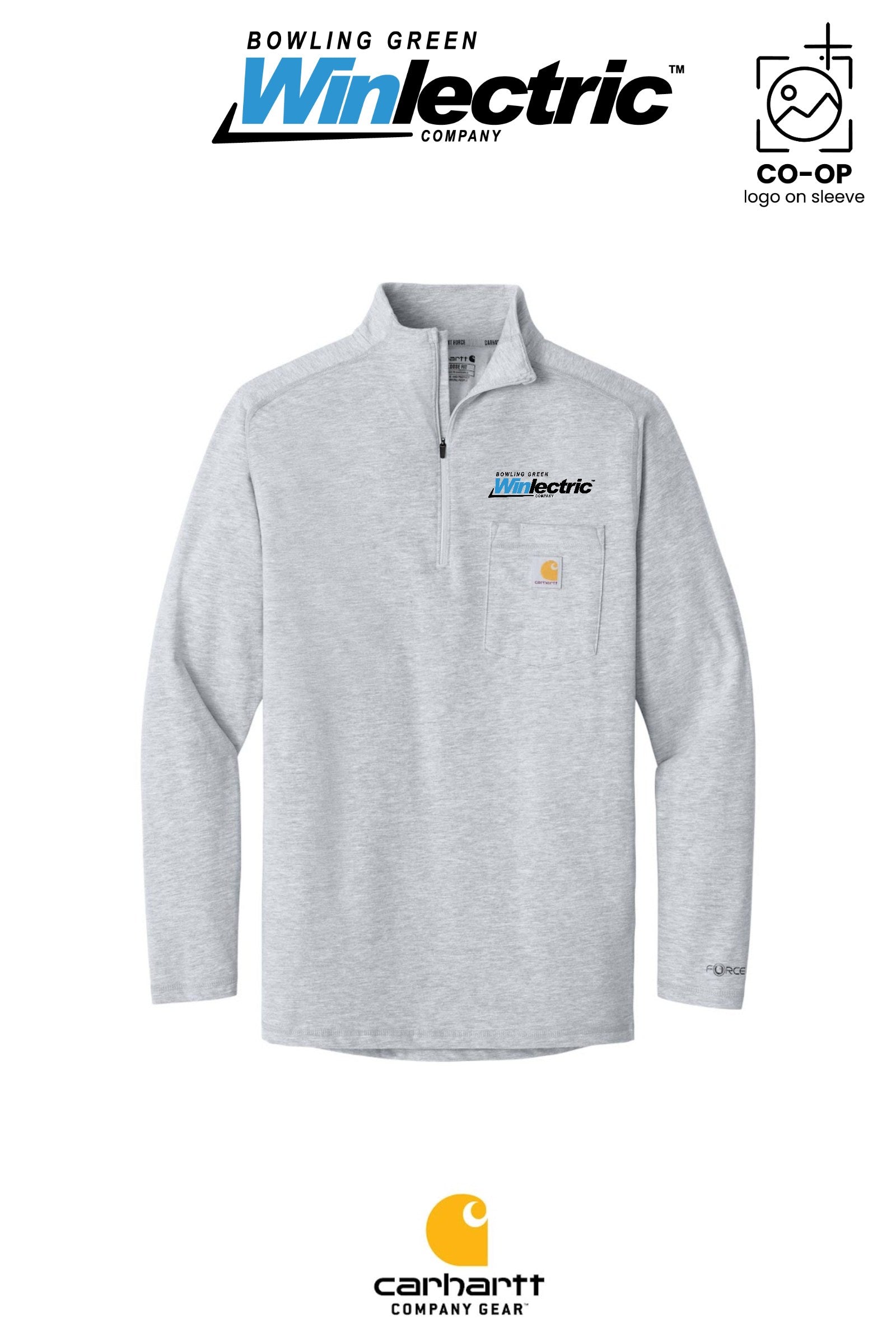 Carhartt Force® 1/4-Zip Long Sleeve T-Shirt - Bowling Green Winlectric