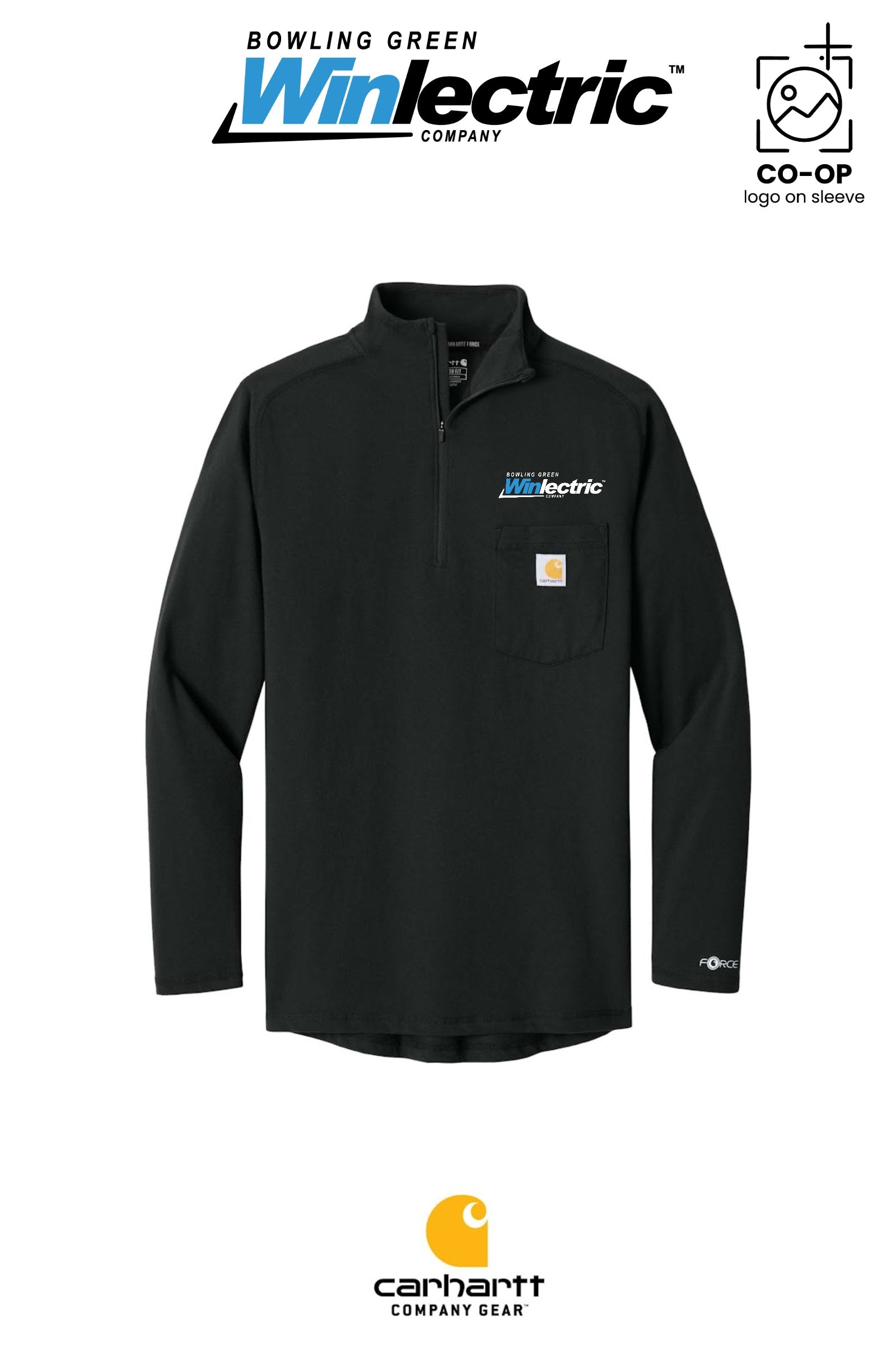Carhartt Force® 1/4-Zip Long Sleeve T-Shirt - Bowling Green Winlectric