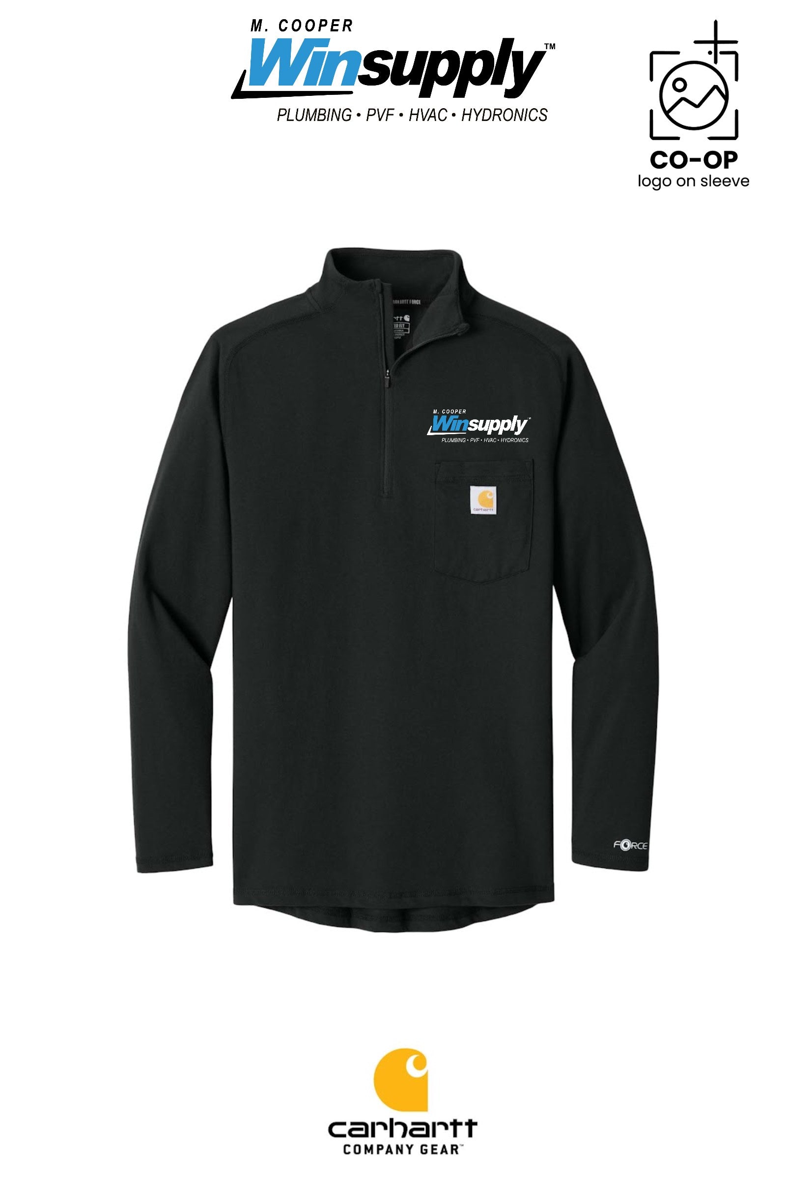 Carhartt Force® 1/4-Zip Long Sleeve T-Shirt - M. Cooper Winsupply Co.