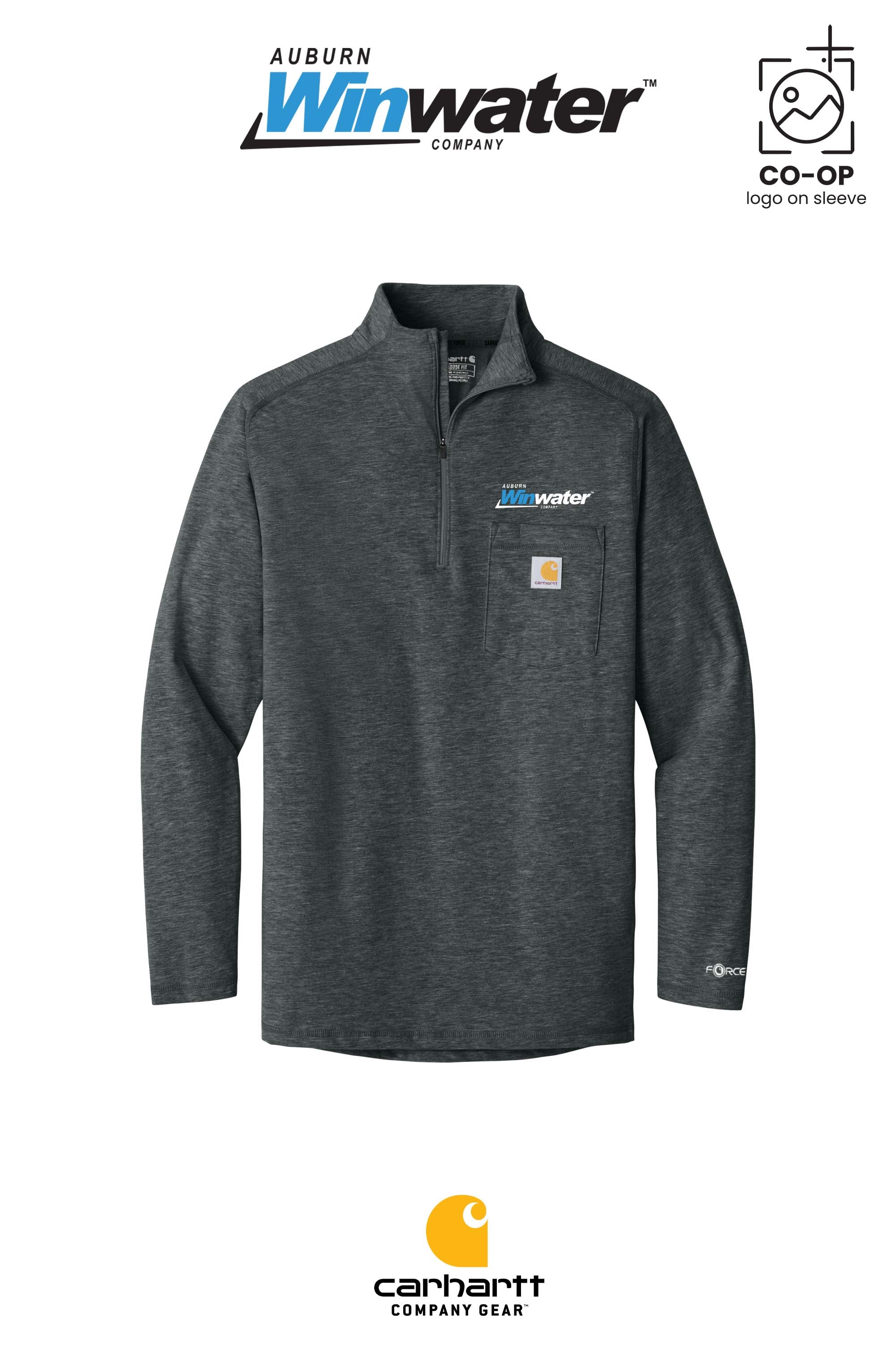 Carhartt Force® 1/4-Zip Long Sleeve T-Shirt - Auburn Winwater