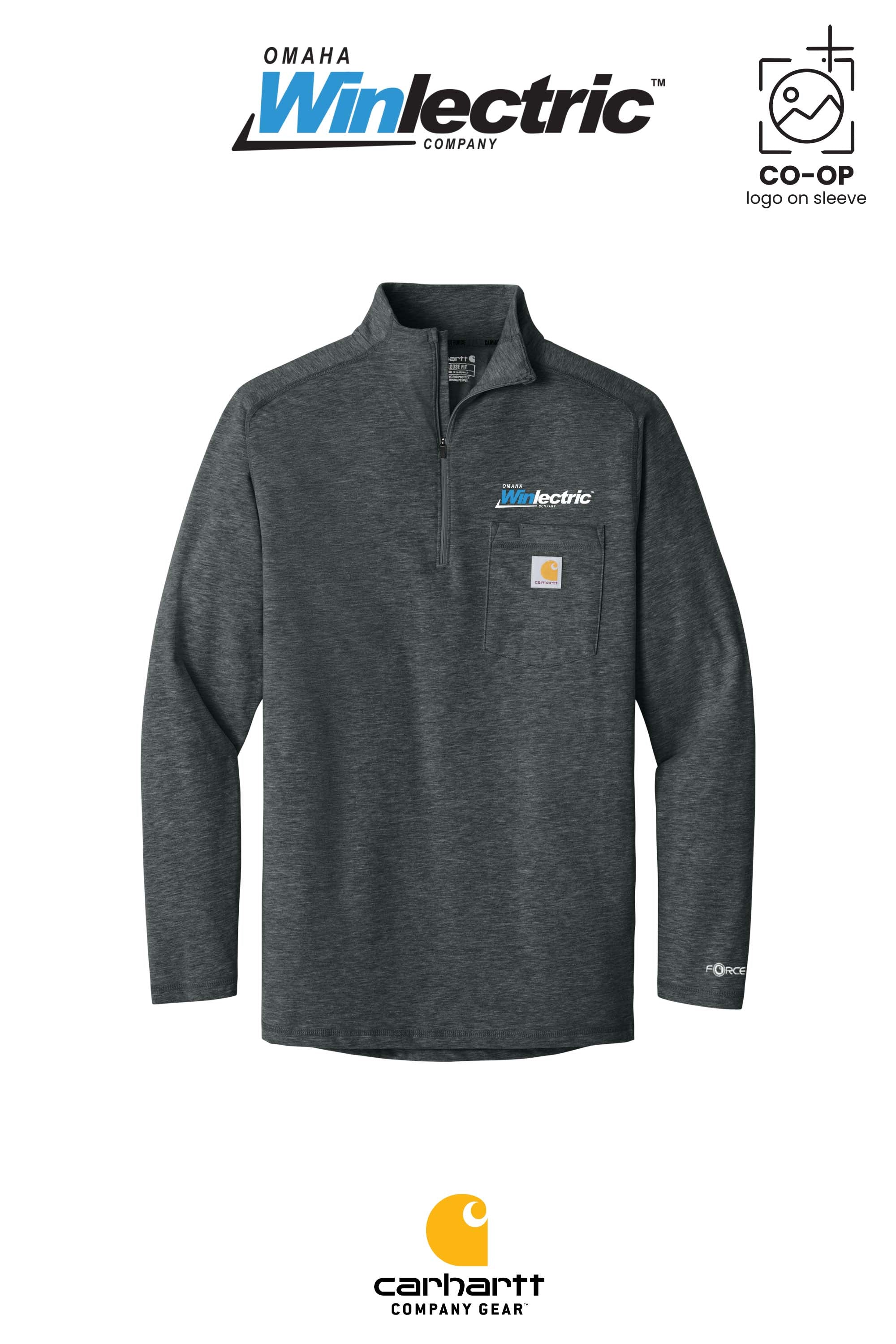 Carhartt Force® 1/4-Zip Long Sleeve T-Shirt - Omaha Winlectric