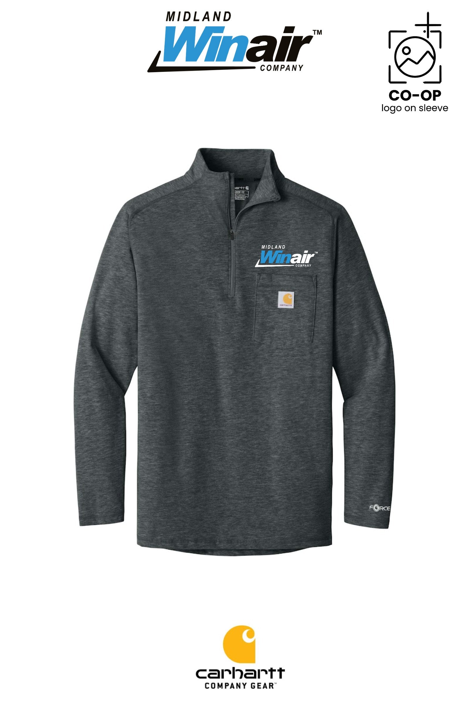 Carhartt Force® 1/4-Zip Long Sleeve T-Shirt - Midland Winair