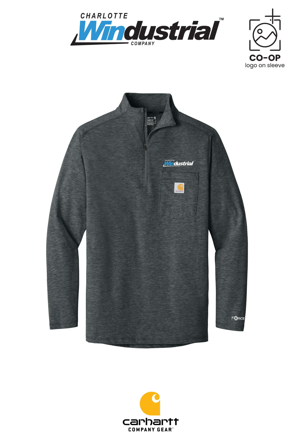 Carhartt Force® 1/4-Zip Long Sleeve T-Shirt - Charlotte Windustrial