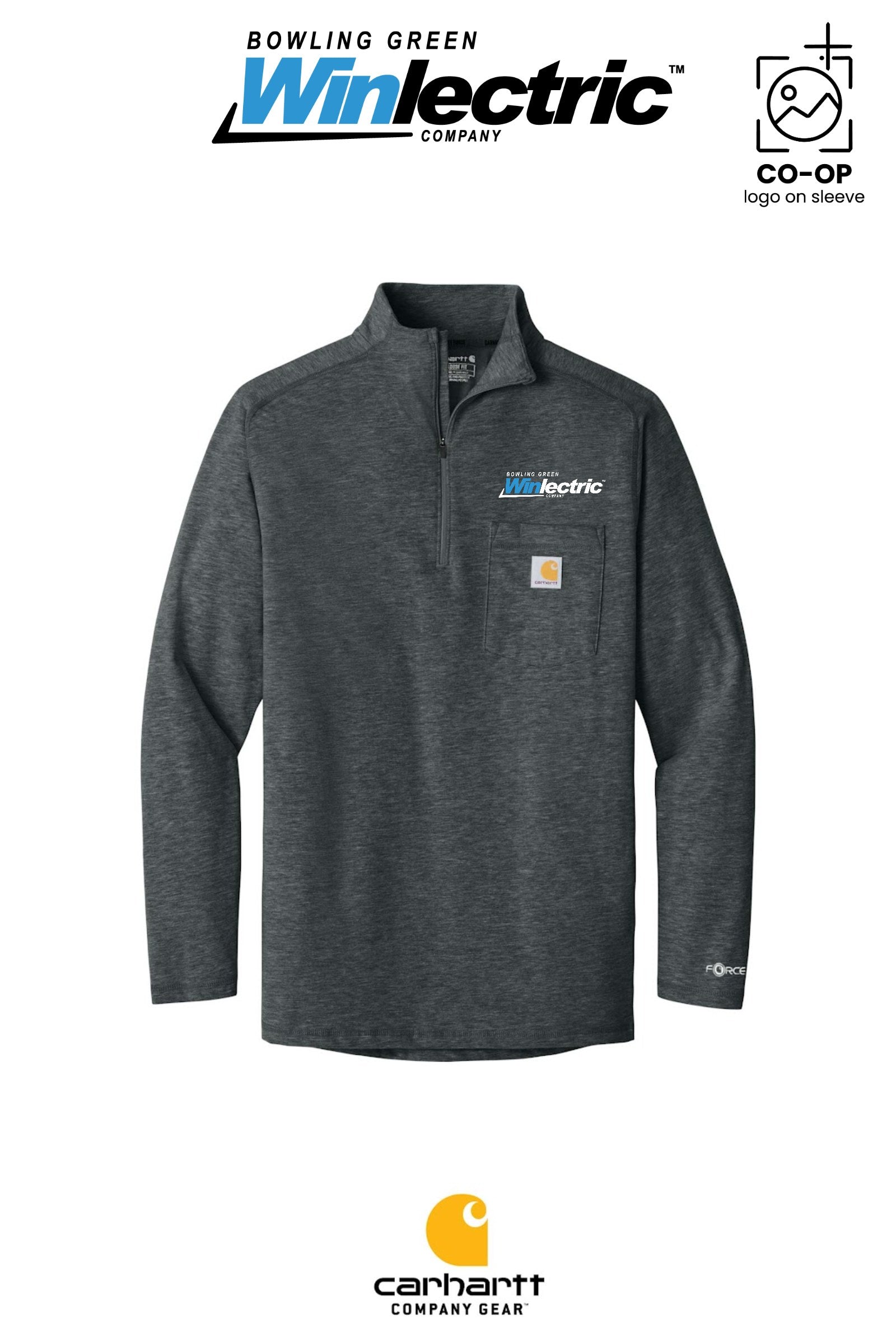 Carhartt Force® 1/4-Zip Long Sleeve T-Shirt - Bowling Green Winlectric