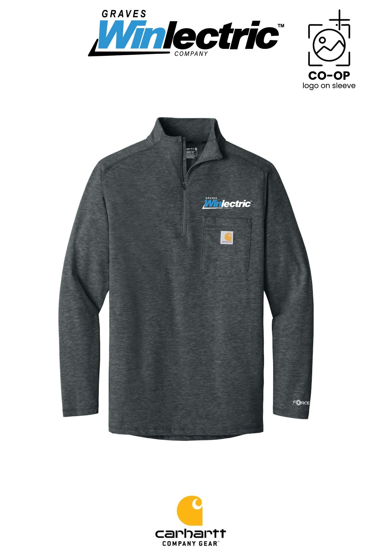 Carhartt Force® 1/4-Zip Long Sleeve T-Shirt - Graves Winlectric