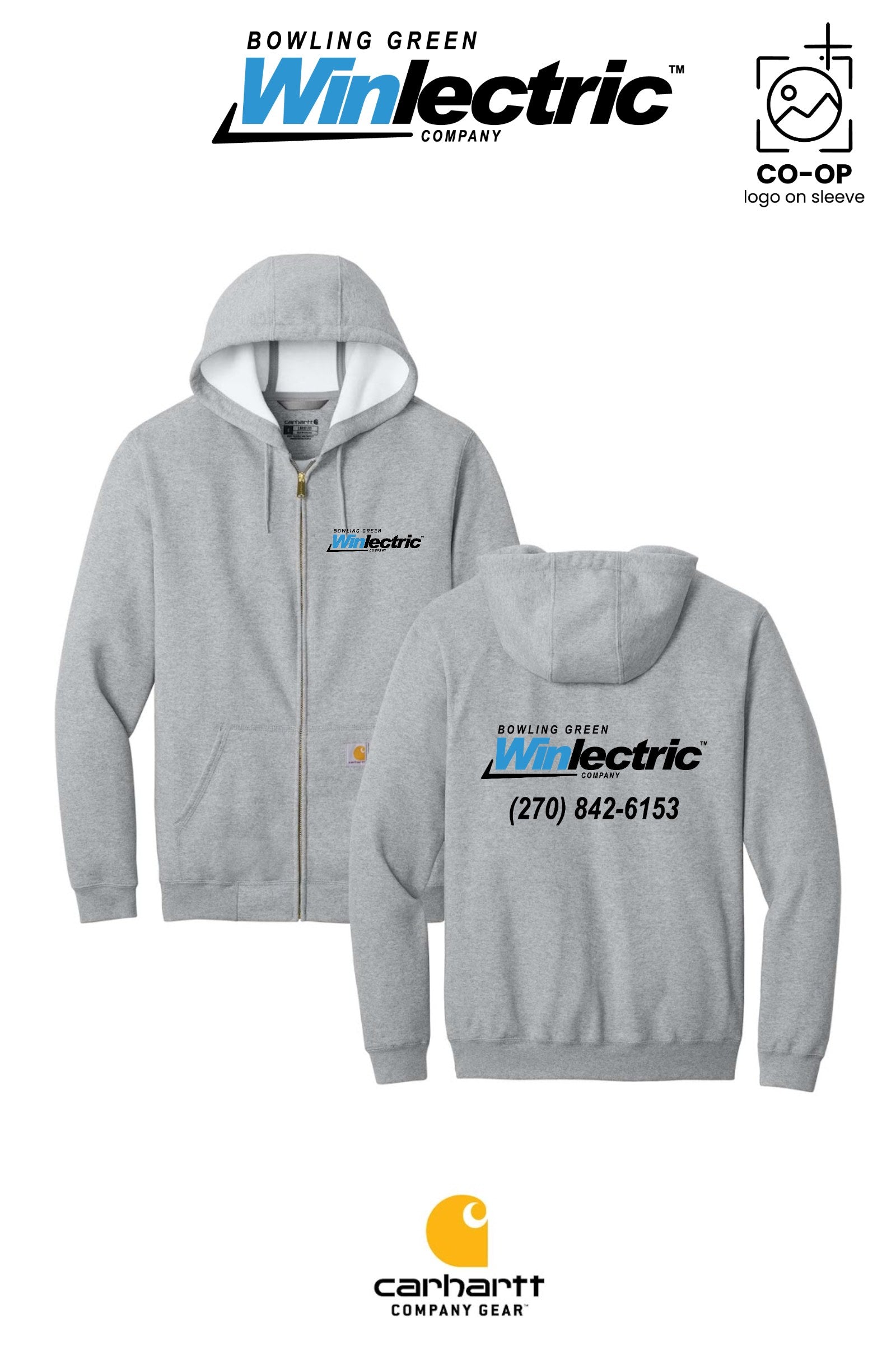 Carhartt® Midweight Hooded Zip-Front Sweatshirt - Bowling Green Winlectric