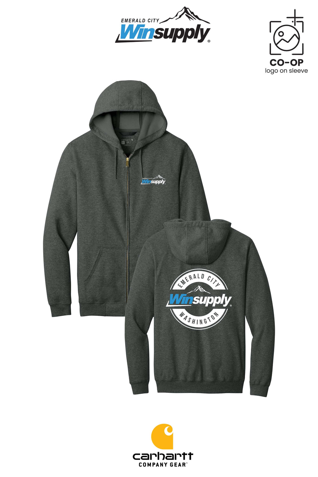 Carhartt® Midweight Hooded Zip-Front Sweatshirt - Winsupply Emerald City