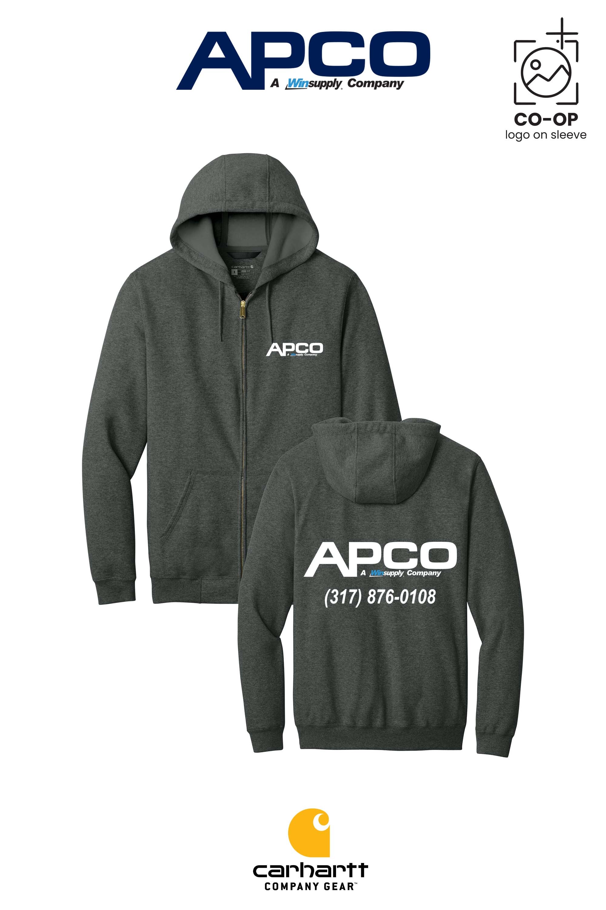 Carhartt® Midweight Hooded Zip-Front Sweatshirt - APCO Supply - Indianapolis