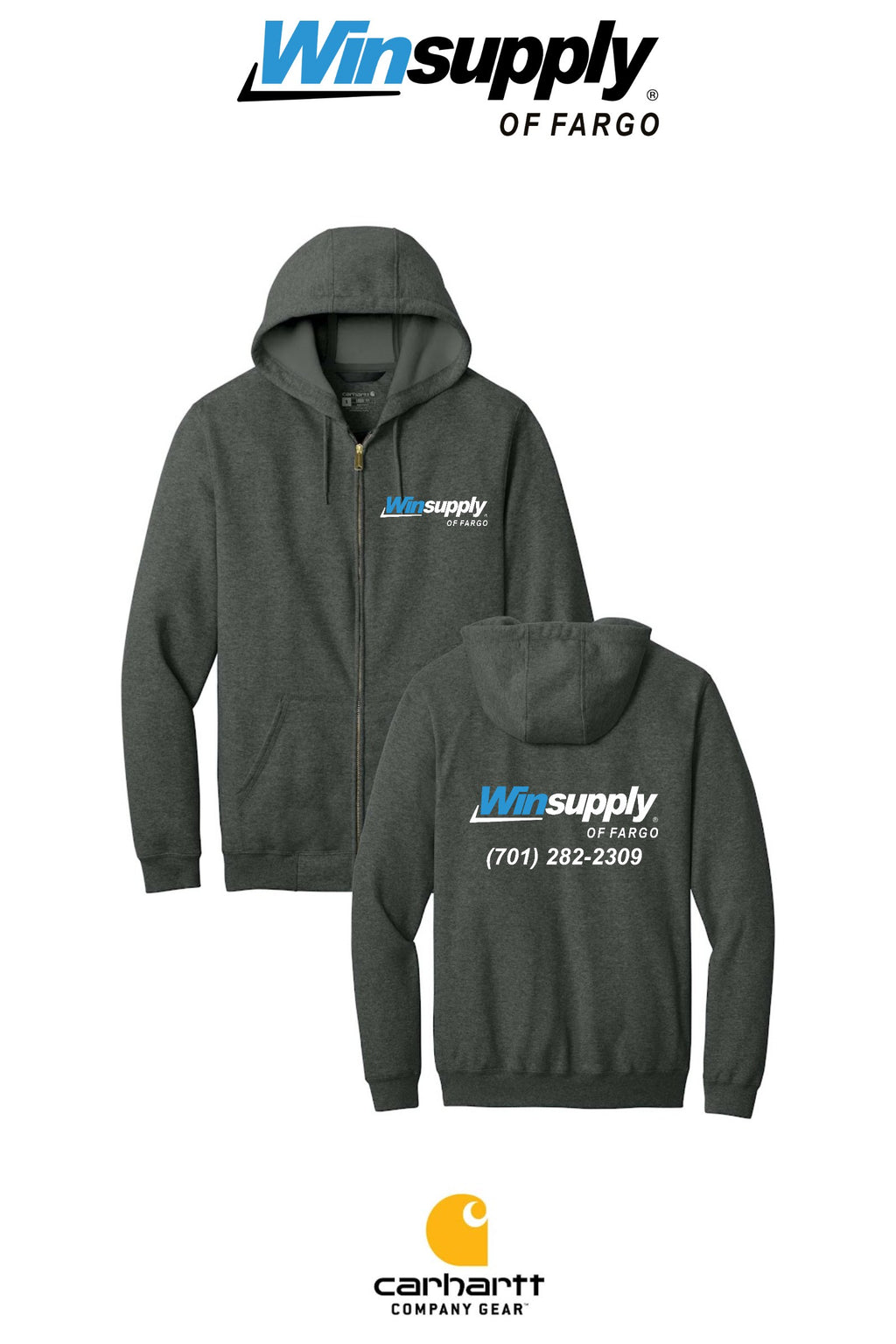 Carhartt® Midweight Hooded Zip-Front Sweatshirt - Winsupply of Fargo