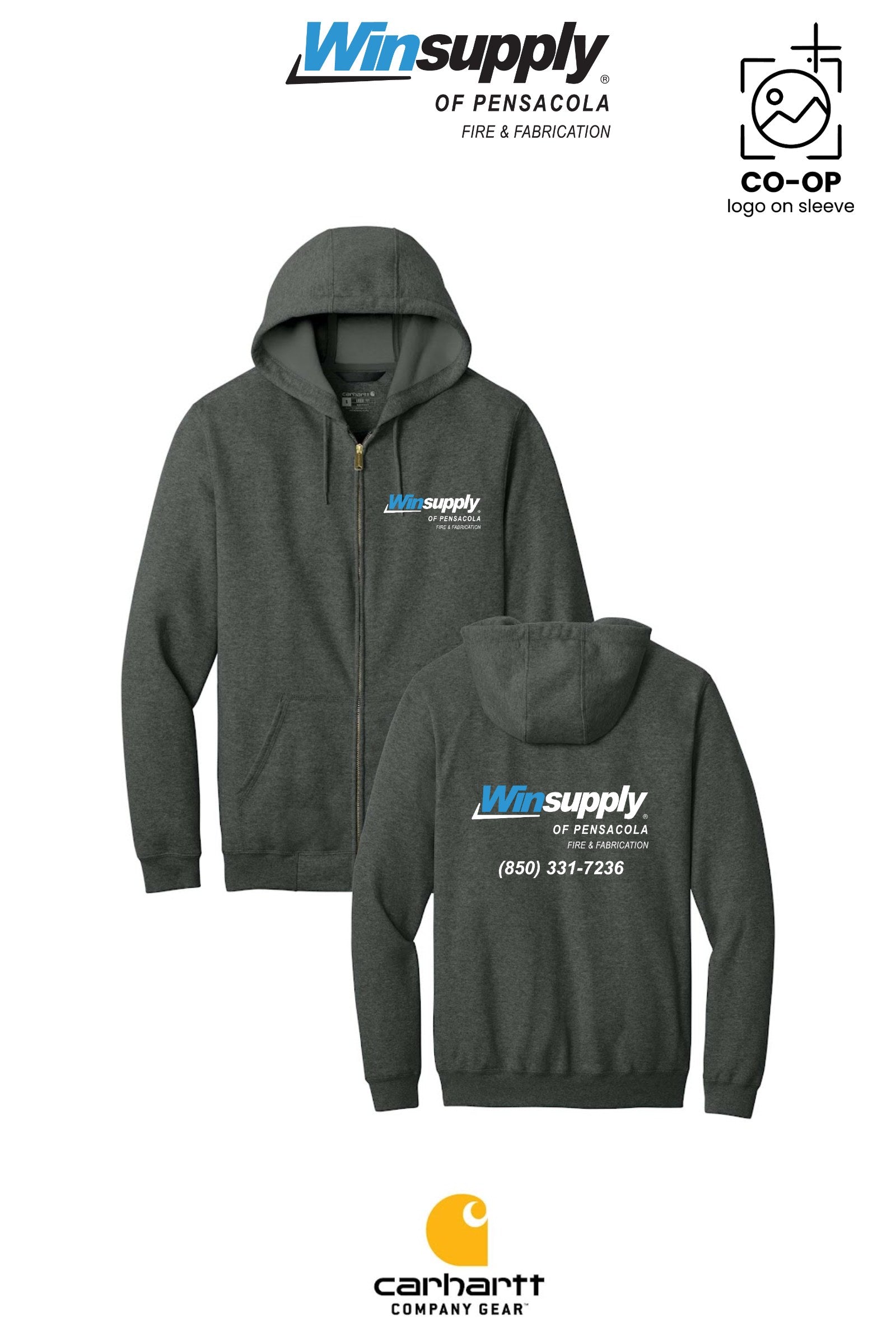 Carhartt® Midweight Hooded Zip-Front Sweatshirt - Winsupply Pensacola Fire & Fabrication