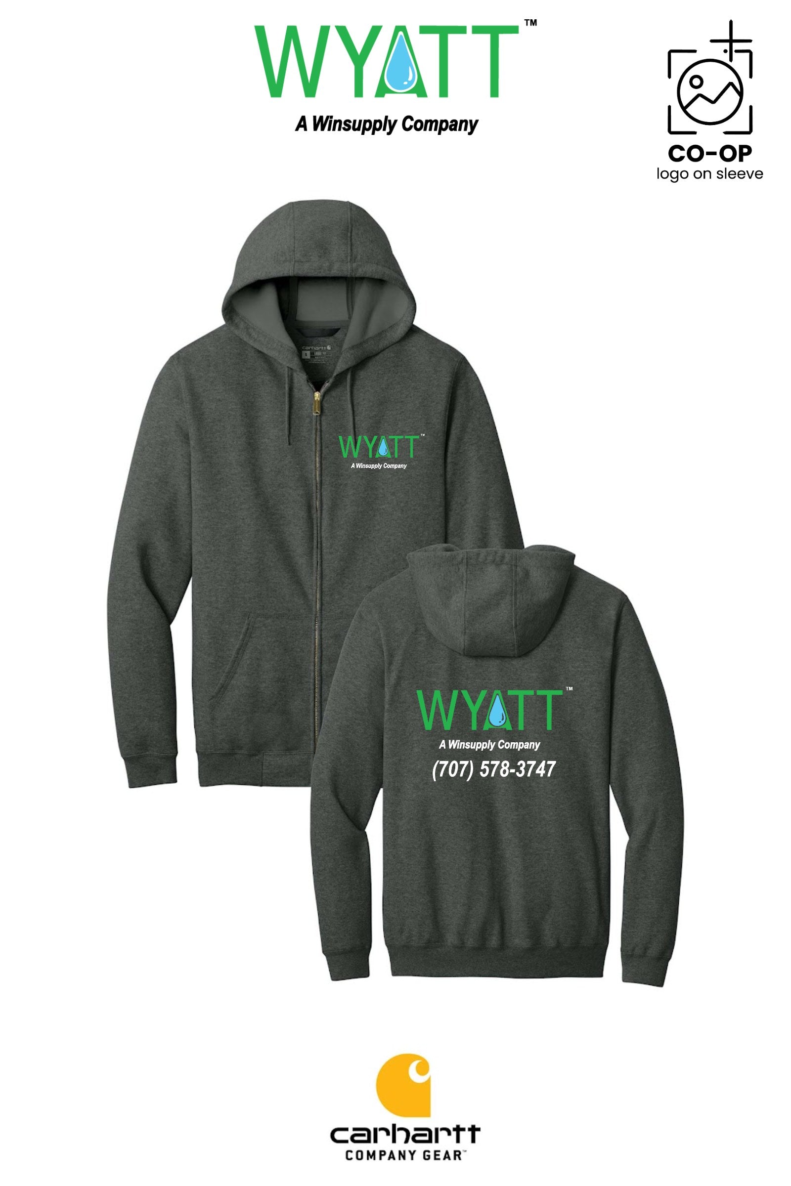 Carhartt® Midweight Hooded Zip-Front Sweatshirt - Wyatt Irrigation of Santa Rosa