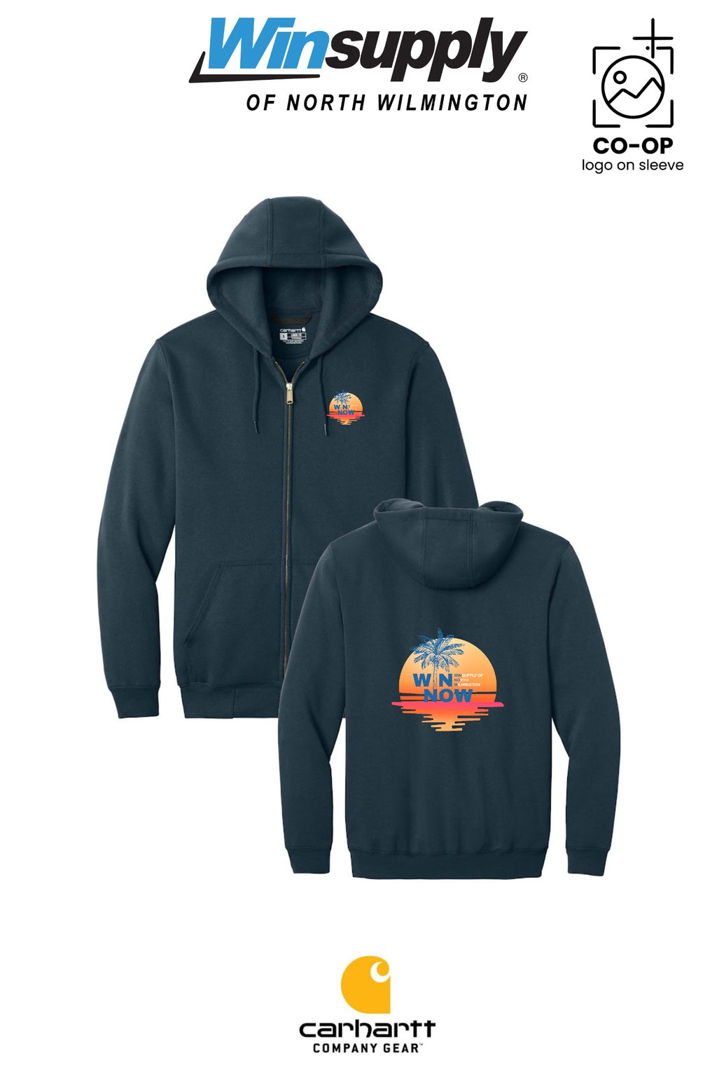 "WIN NOW" Carhartt® Midweight Hooded Zip-Front Sweatshirt - Winsupply N Wilmington NC (Copy)