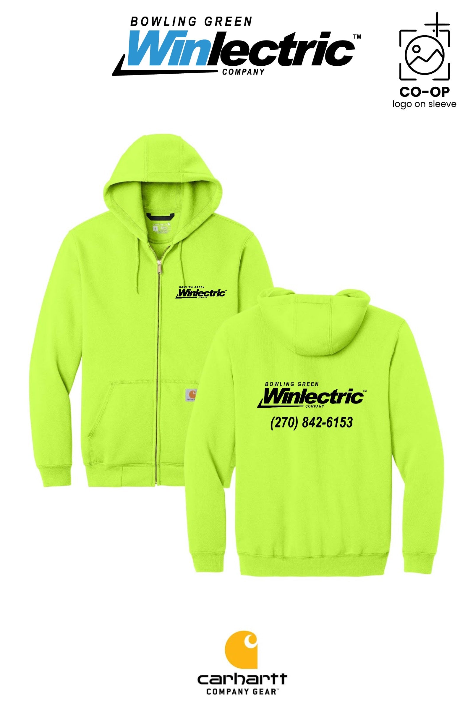 Carhartt® Midweight Hooded Zip-Front Sweatshirt - Bowling Green Winlectric