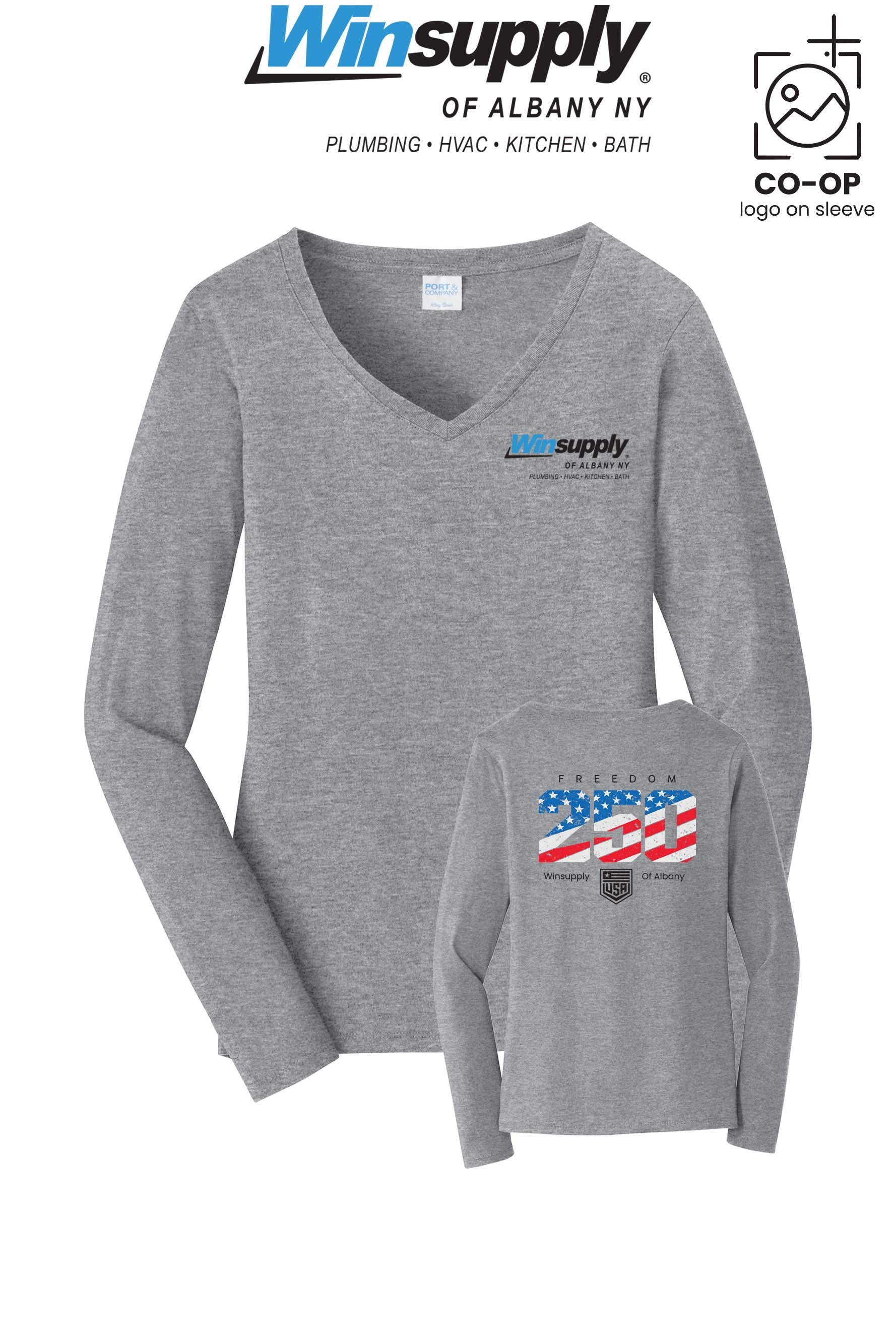 Port & Co™ Womens Long Sleeve Fan Favorite™ V-Neck Tee - Winsupply of Albany NY