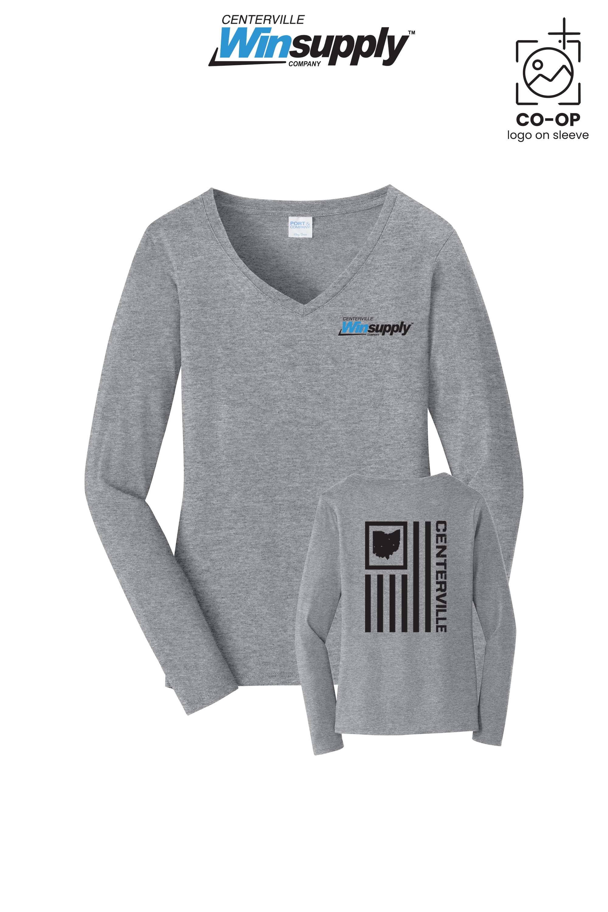 Port & Co™ Womens Long Sleeve Fan Favorite™ V-Neck Tee - Winsupply Centerville OH