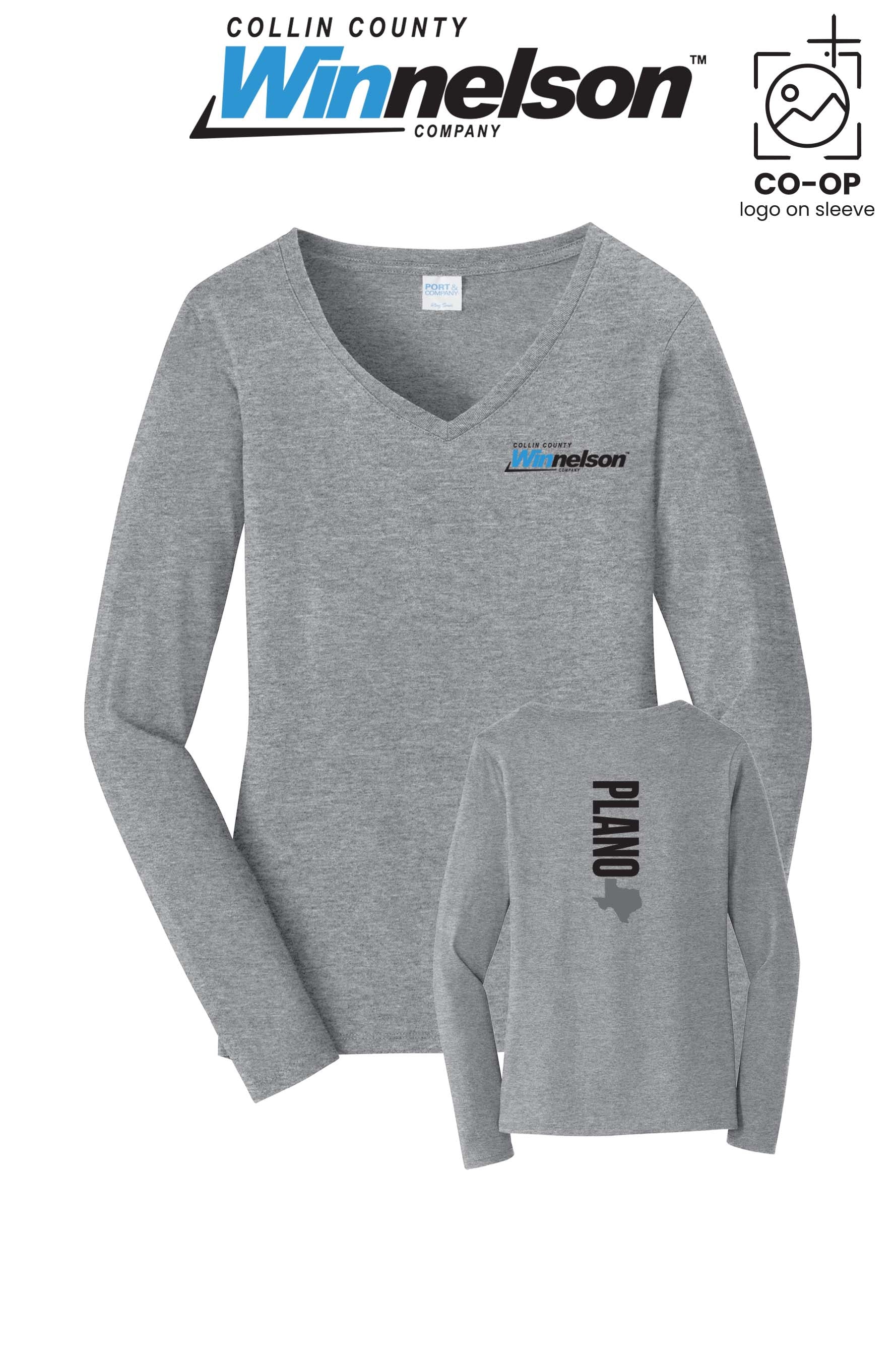 Port & Co™ Womens Long Sleeve Fan Favorite™ V-Neck Tee - Collin County Winnelson