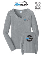 Port & Co™ Womens Long Sleeve Fan Favorite™ V-Neck Tee - Winsupply Emerald City