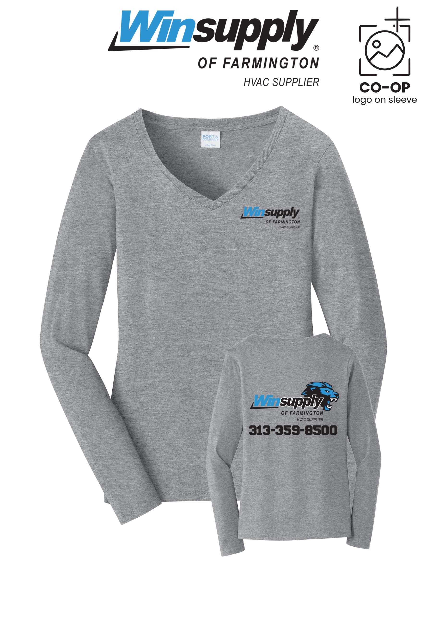 Port & Co™ Womens Long Sleeve Fan Favorite™ V-Neck Tee - Winsupply of Farmington