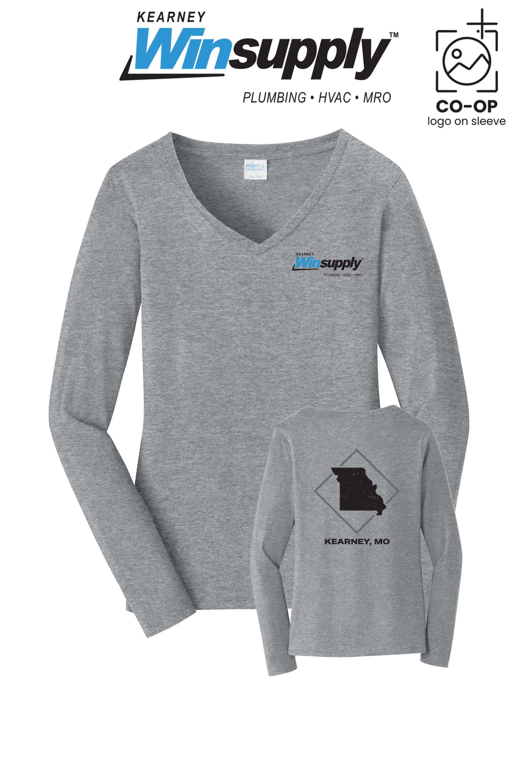 Port & Co™ Womens Long Sleeve Fan Favorite™ V-Neck Tee - Kearney Winsupply