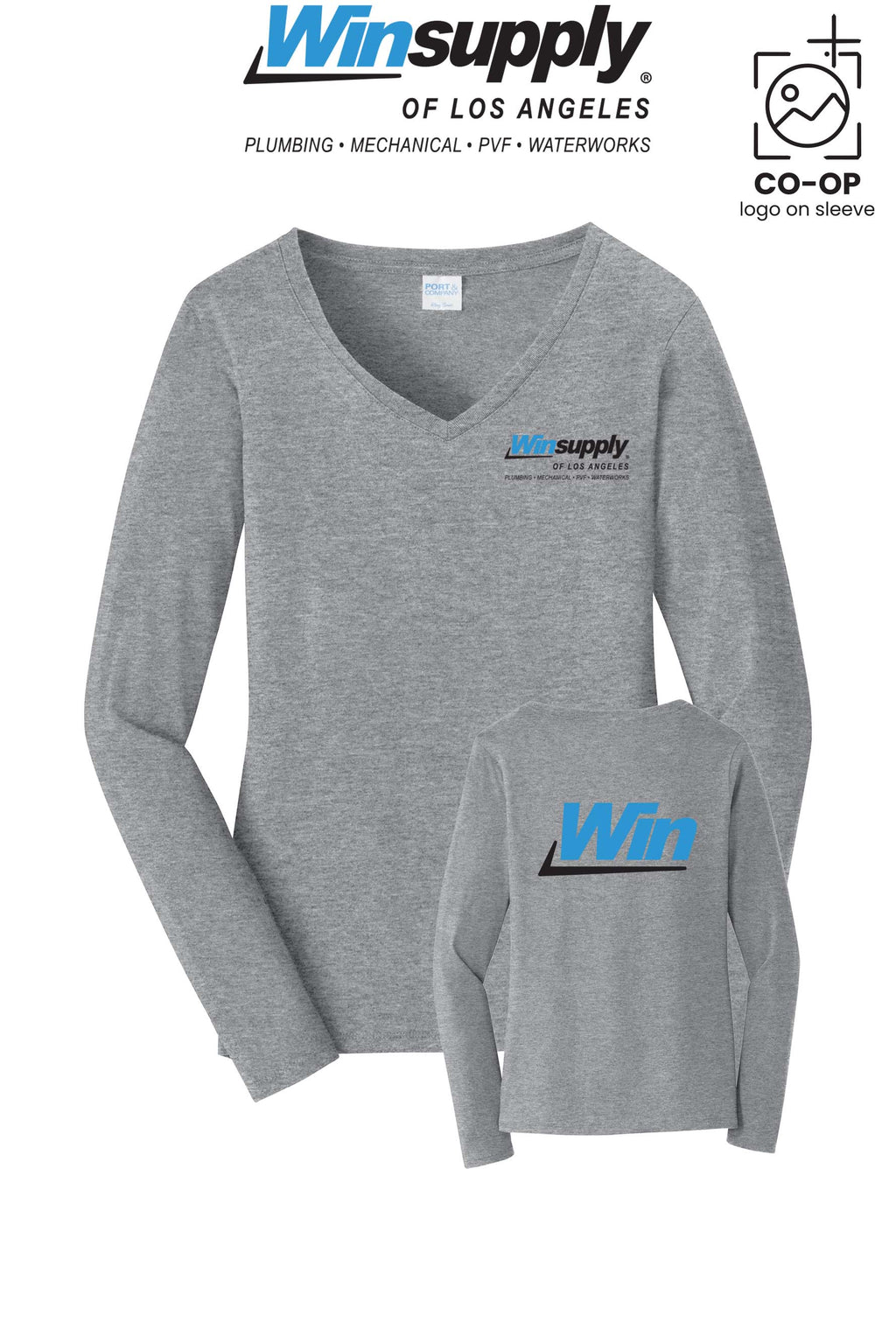 Port & Co™ Womens Long Sleeve Fan Favorite™ V-Neck Tee - Winsupply of Los Angeles
