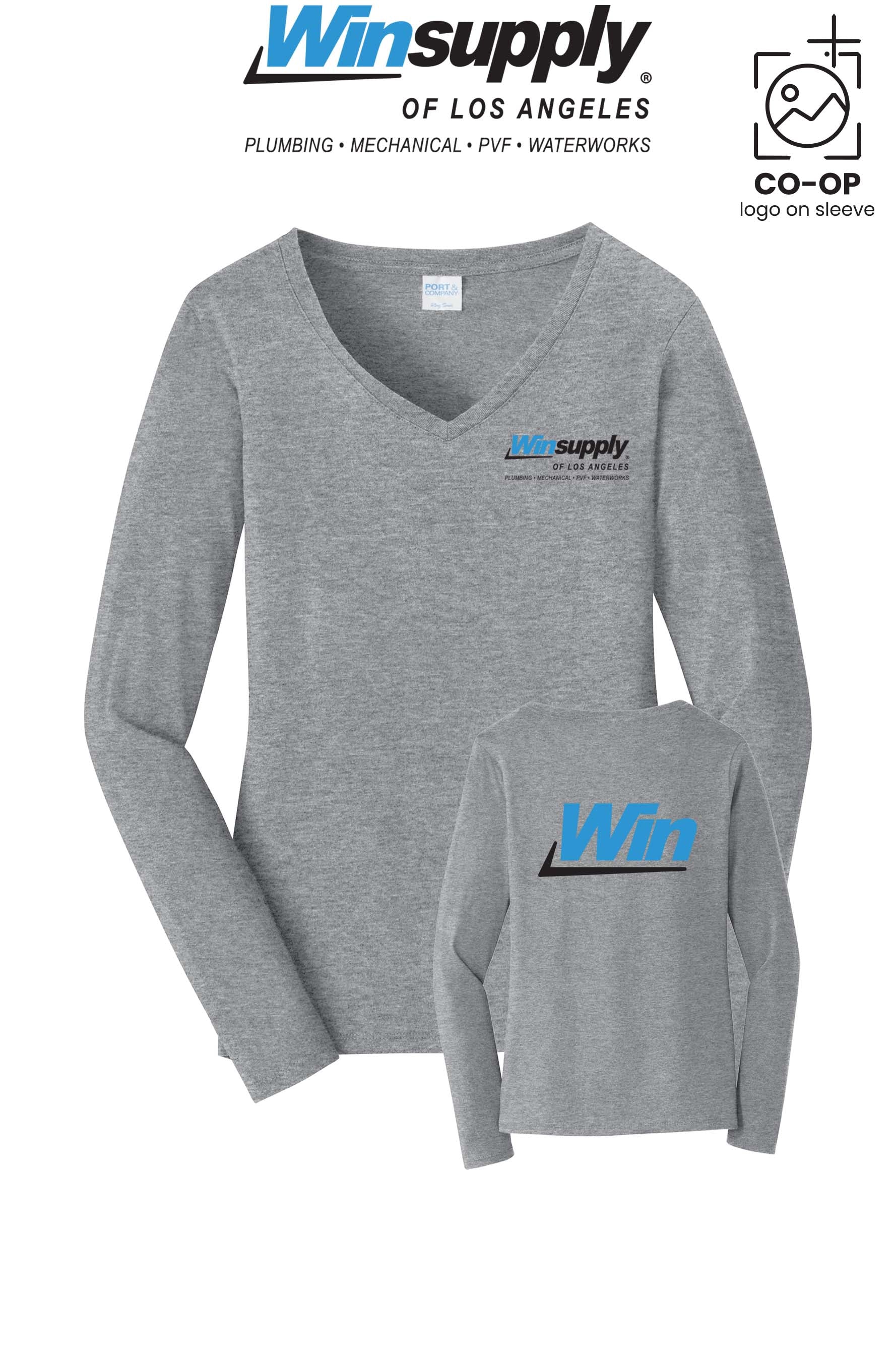 Port & Co™ Womens Long Sleeve Fan Favorite™ V-Neck Tee - Winsupply of Los Angeles