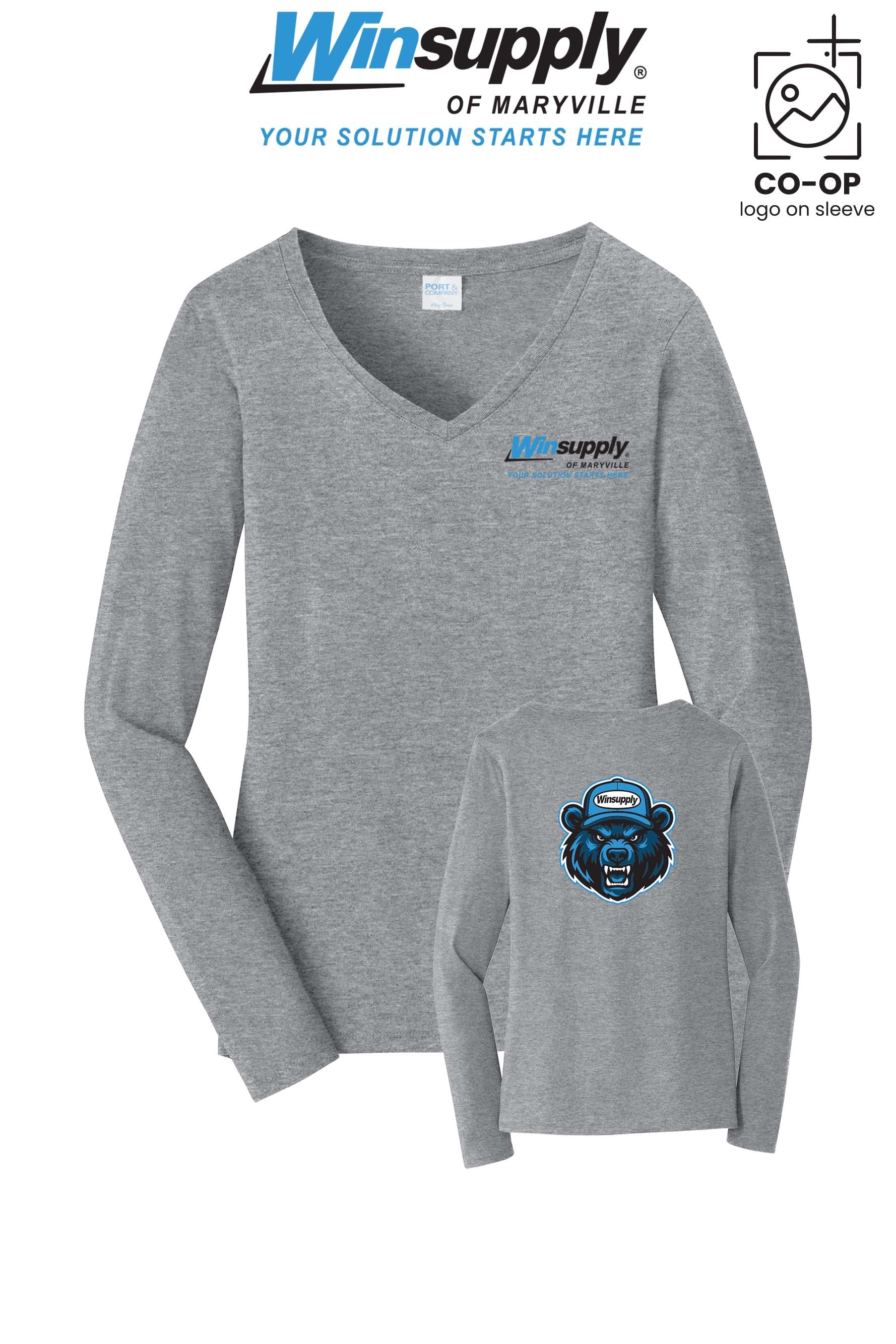 Port & Co™ Womens Long Sleeve Fan Favorite™ V-Neck Tee - Winsupply of Maryville