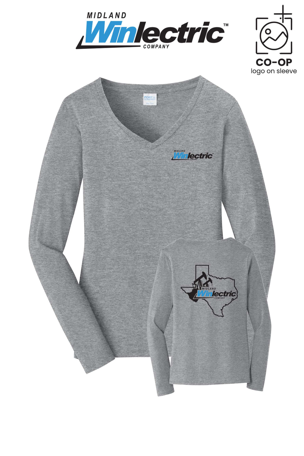 Port & Co™ Womens Long Sleeve Fan Favorite™ V-Neck Tee - Winlectric of Midland