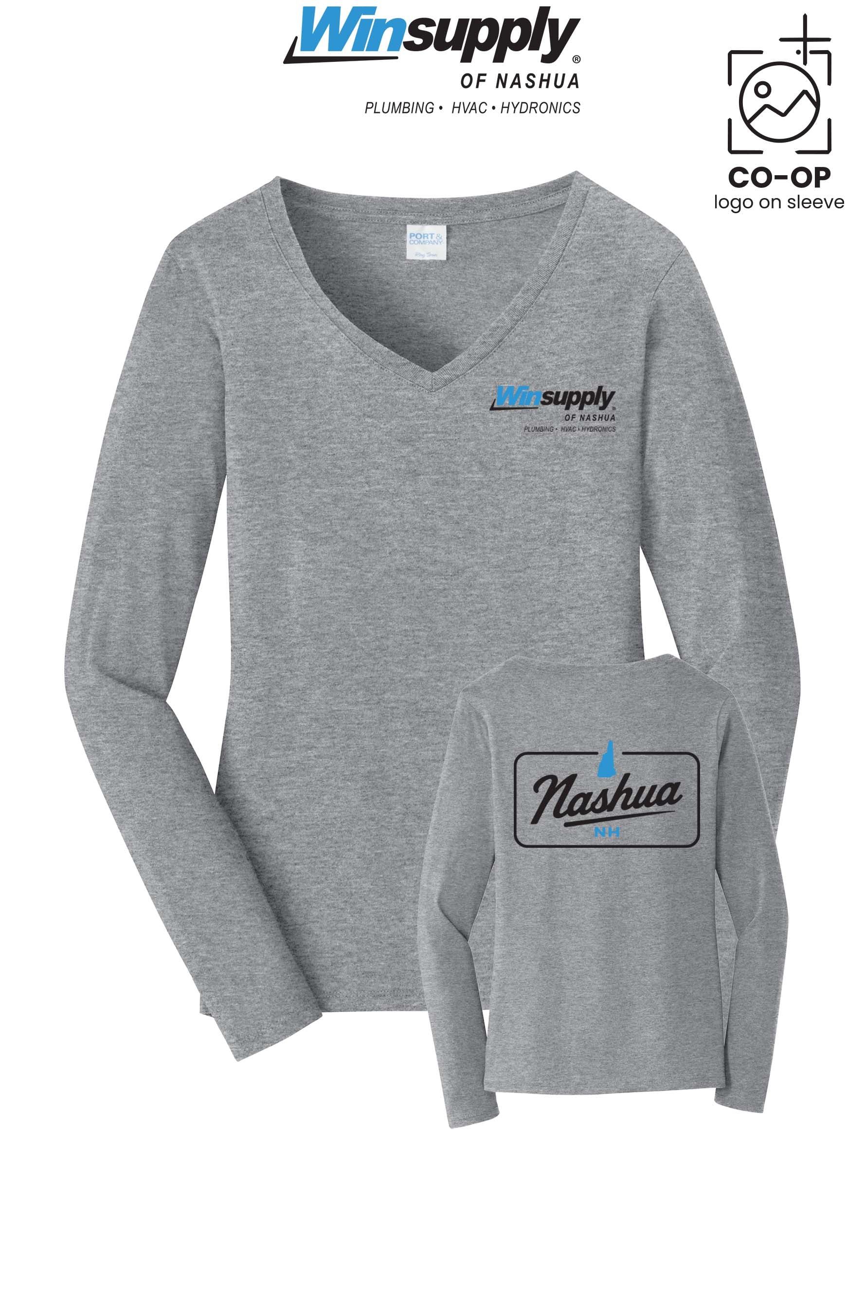 Port & Co™ Womens Long Sleeve Fan Favorite™ V-Neck Tee - Winsupply of Nashua
