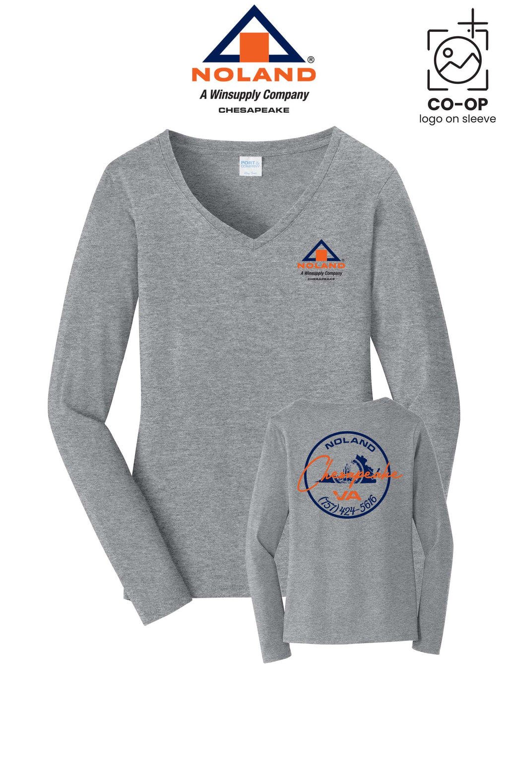 Port & Co™ Womens Long Sleeve Fan Favorite™ V-Neck Tee - Noland Company Chesapeake