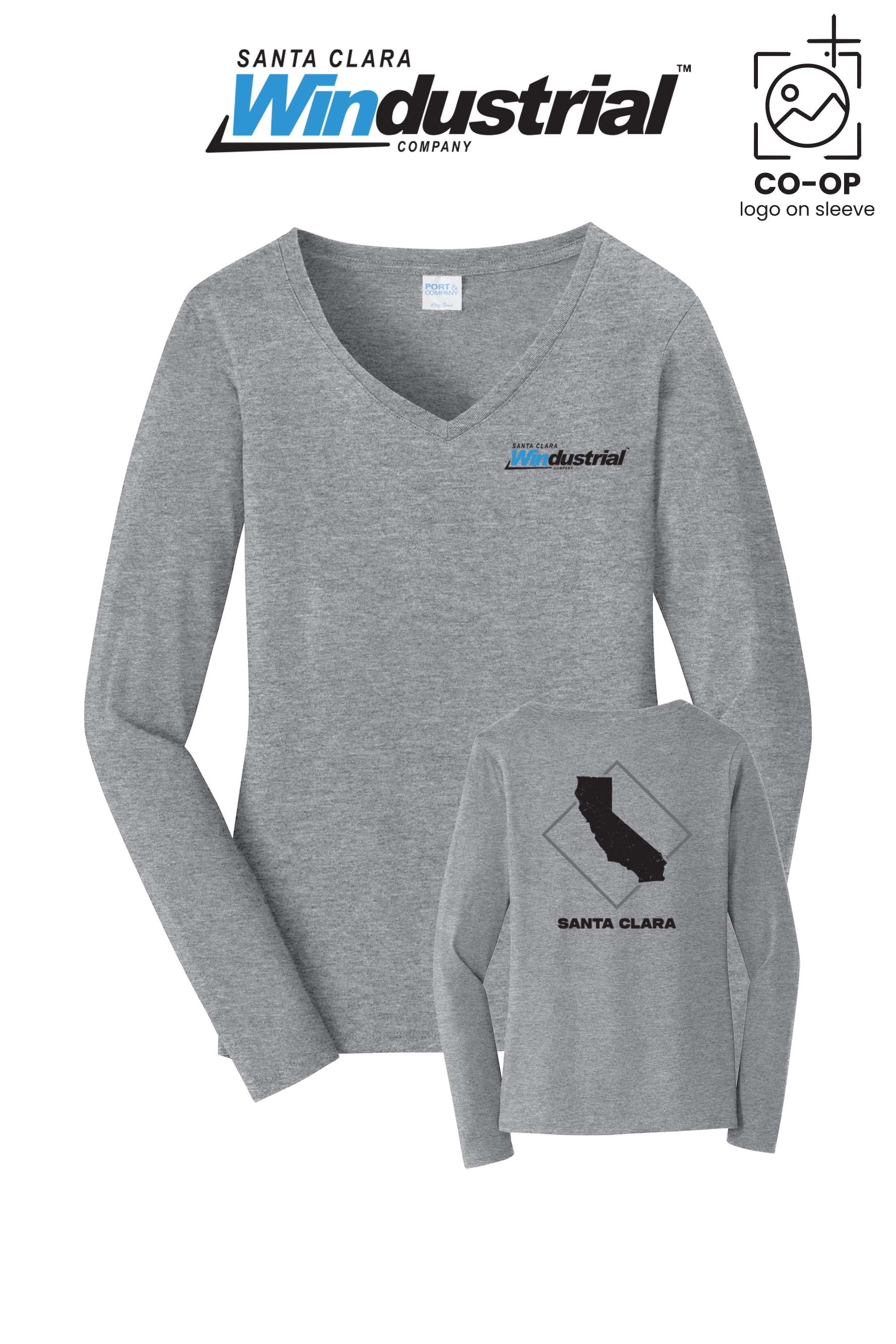 Port & Co™ Womens Long Sleeve Fan Favorite™ V-Neck Tee - Santa Clara Windustrial