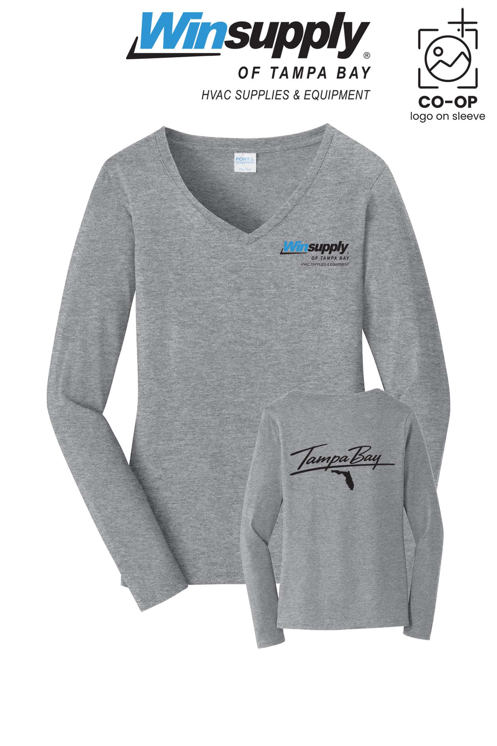 Port & Co™ Womens Long Sleeve Fan Favorite™ V-Neck Tee - Winsupply of Tampa Bay