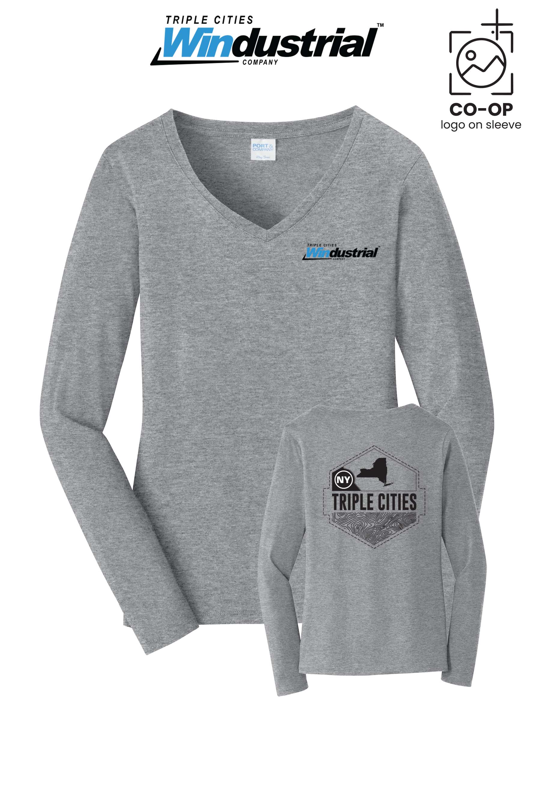 Port & Co™ Womens Long Sleeve Fan Favorite™ V-Neck Tee - Windustrial Triple Cities