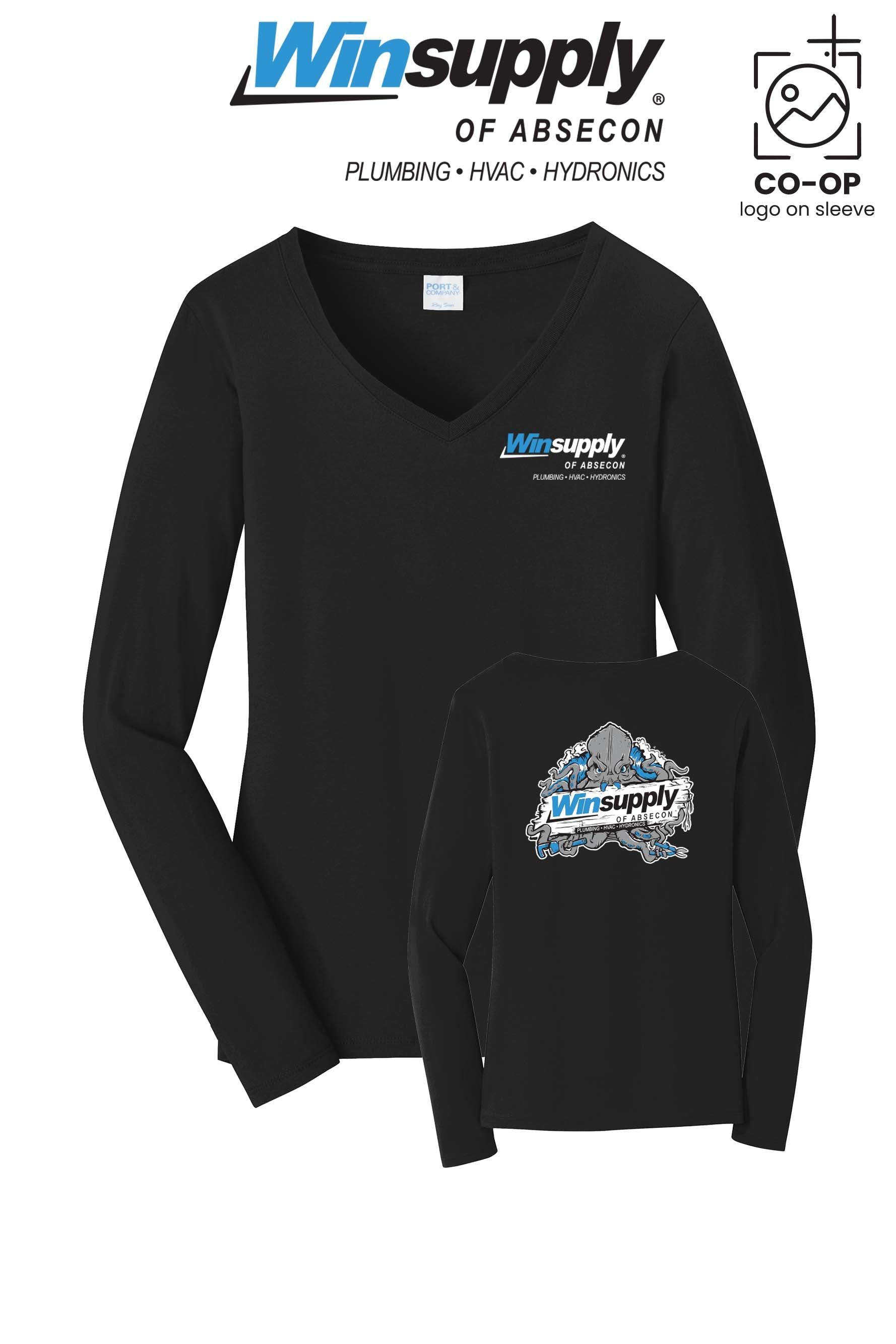 Port & Co™ Womens Long Sleeve Fan Favorite™ V-Neck Tee - Winsupply of Absecon