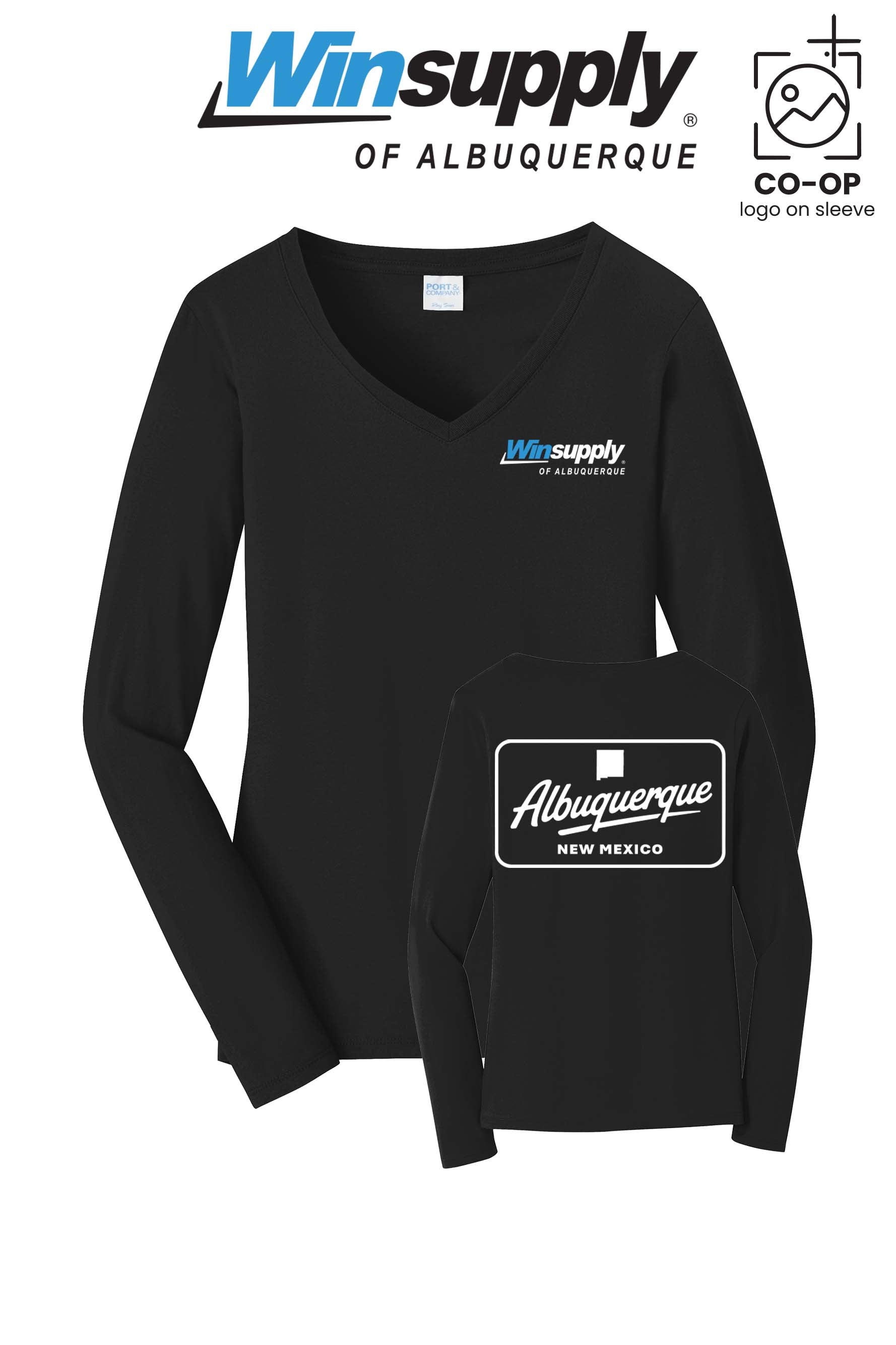 Port & Co™ Womens Long Sleeve Fan Favorite™ V-Neck Tee - Winsupply of Albuquerque