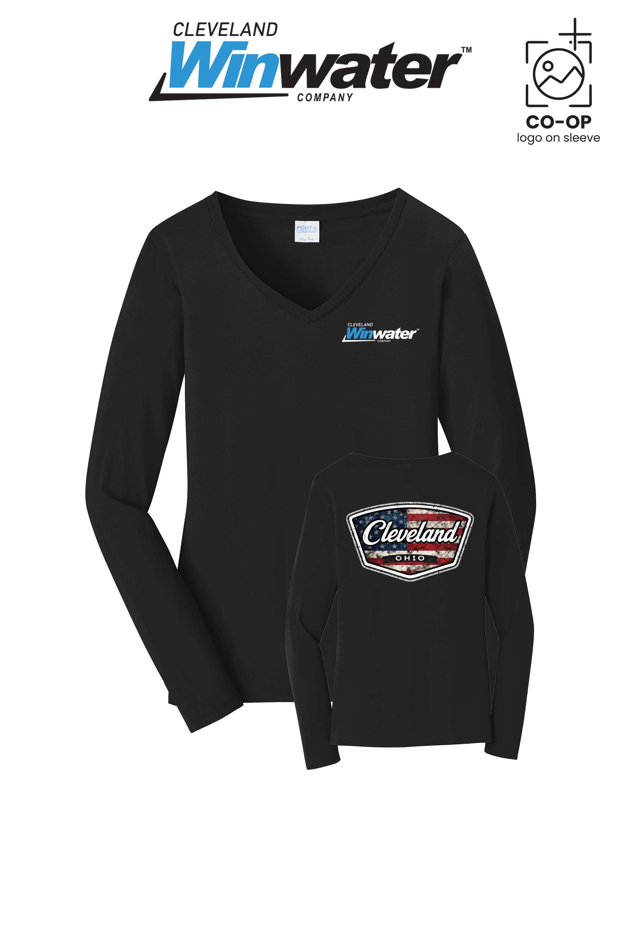 Port & Co™ Womens Long Sleeve Fan Favorite™ V-Neck Tee - Winwater of Cleveland