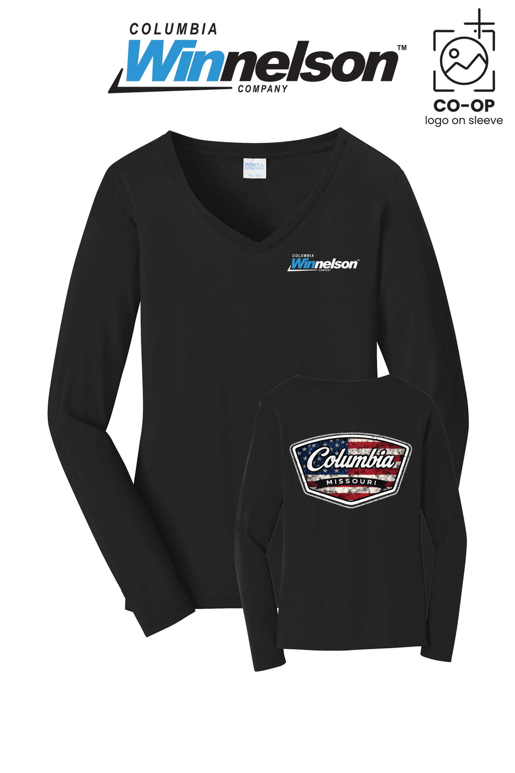 Port & Co™ Womens Long Sleeve Fan Favorite™ V-Neck Tee - Columbia MO Winnelson