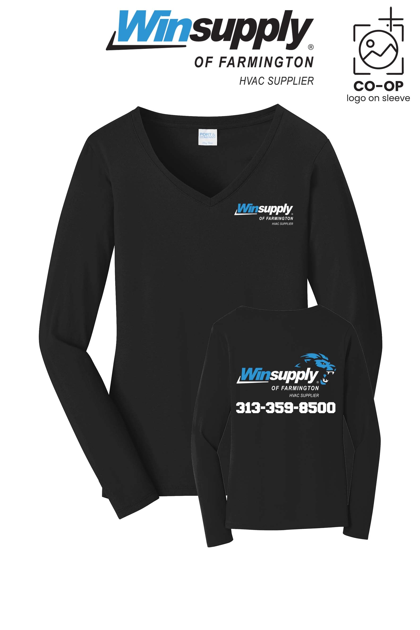 Port & Co™ Womens Long Sleeve Fan Favorite™ V-Neck Tee - Winsupply of Farmington