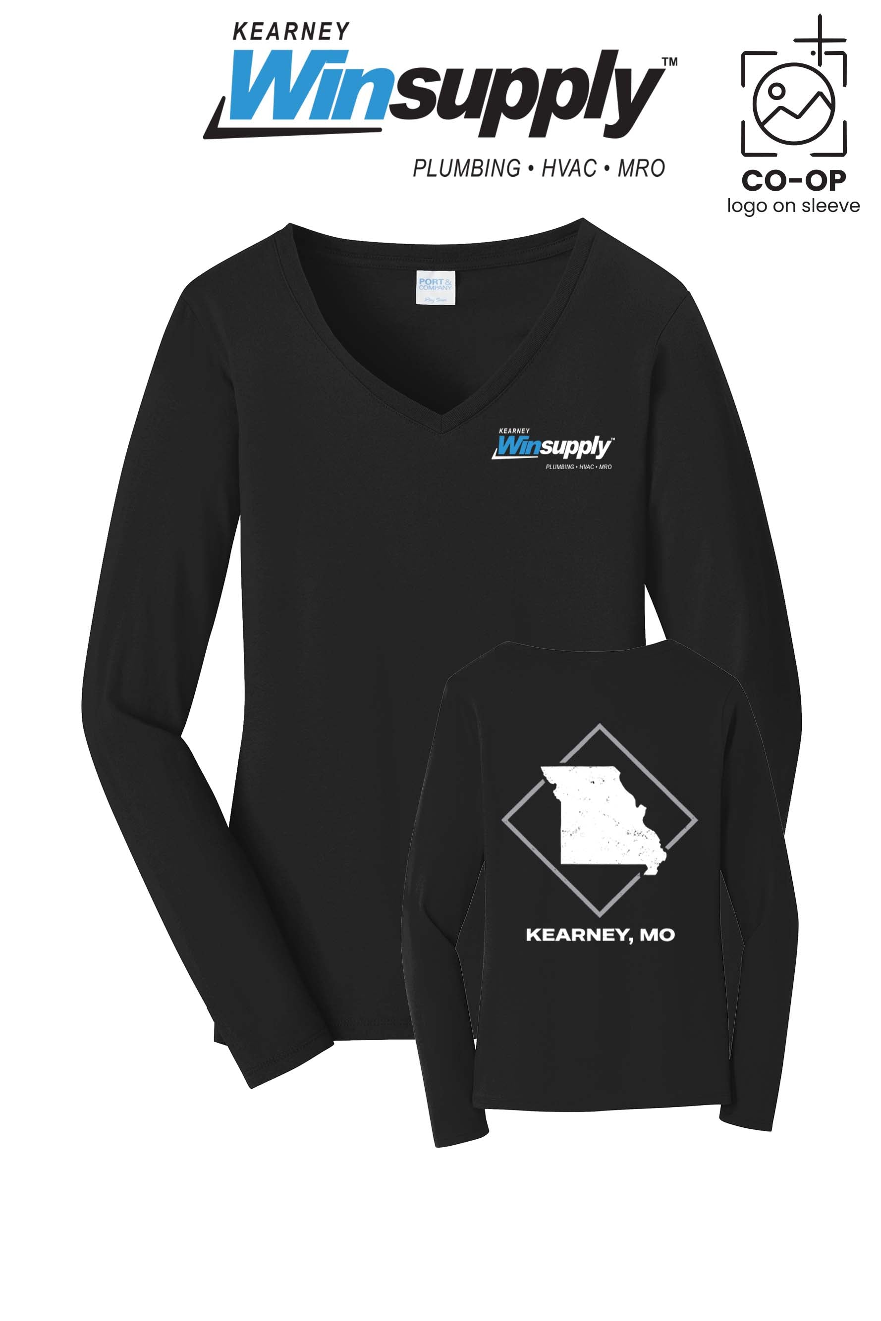 Port & Co™ Womens Long Sleeve Fan Favorite™ V-Neck Tee - Kearney Winsupply