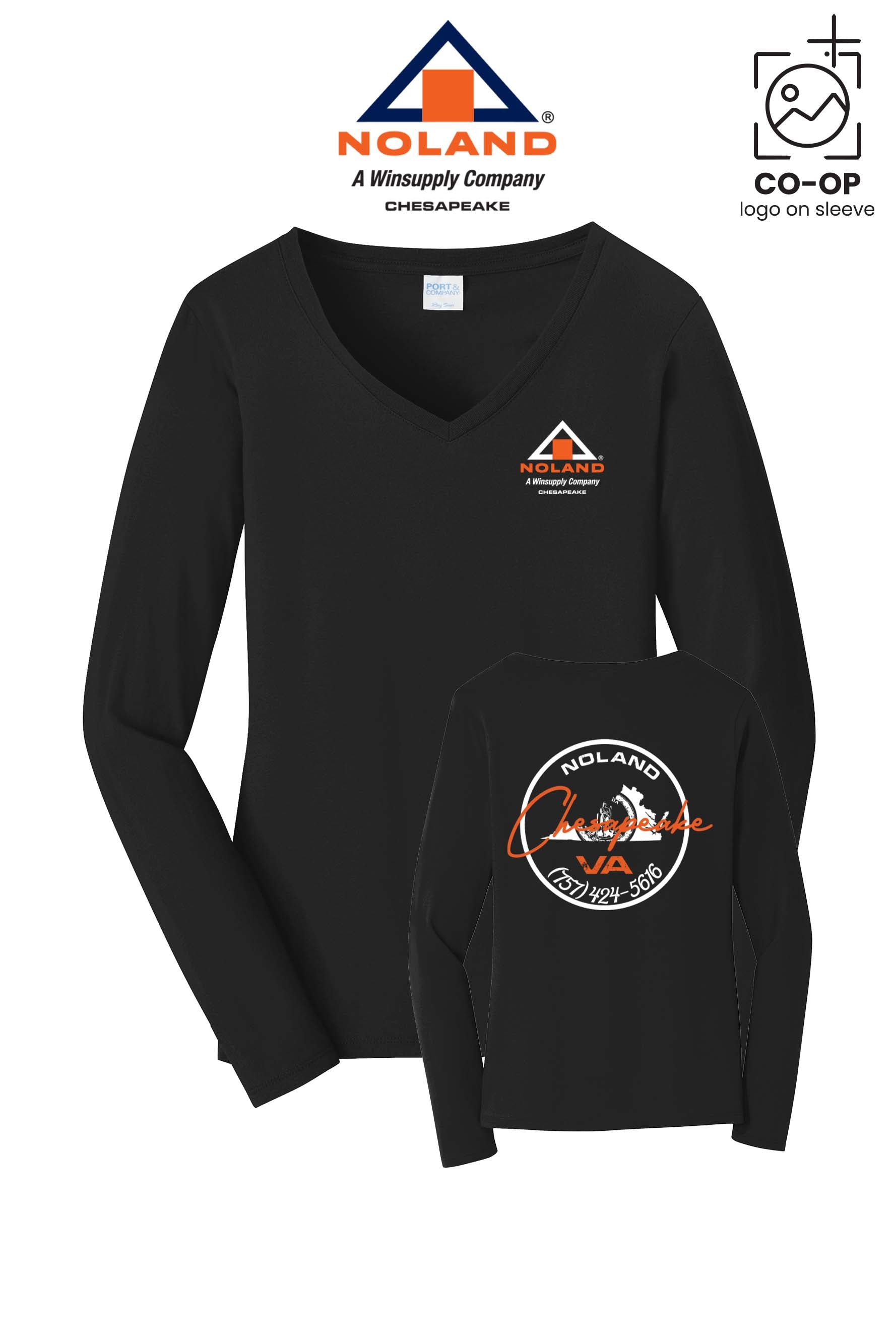 Port & Co™ Womens Long Sleeve Fan Favorite™ V-Neck Tee - Noland Company Chesapeake