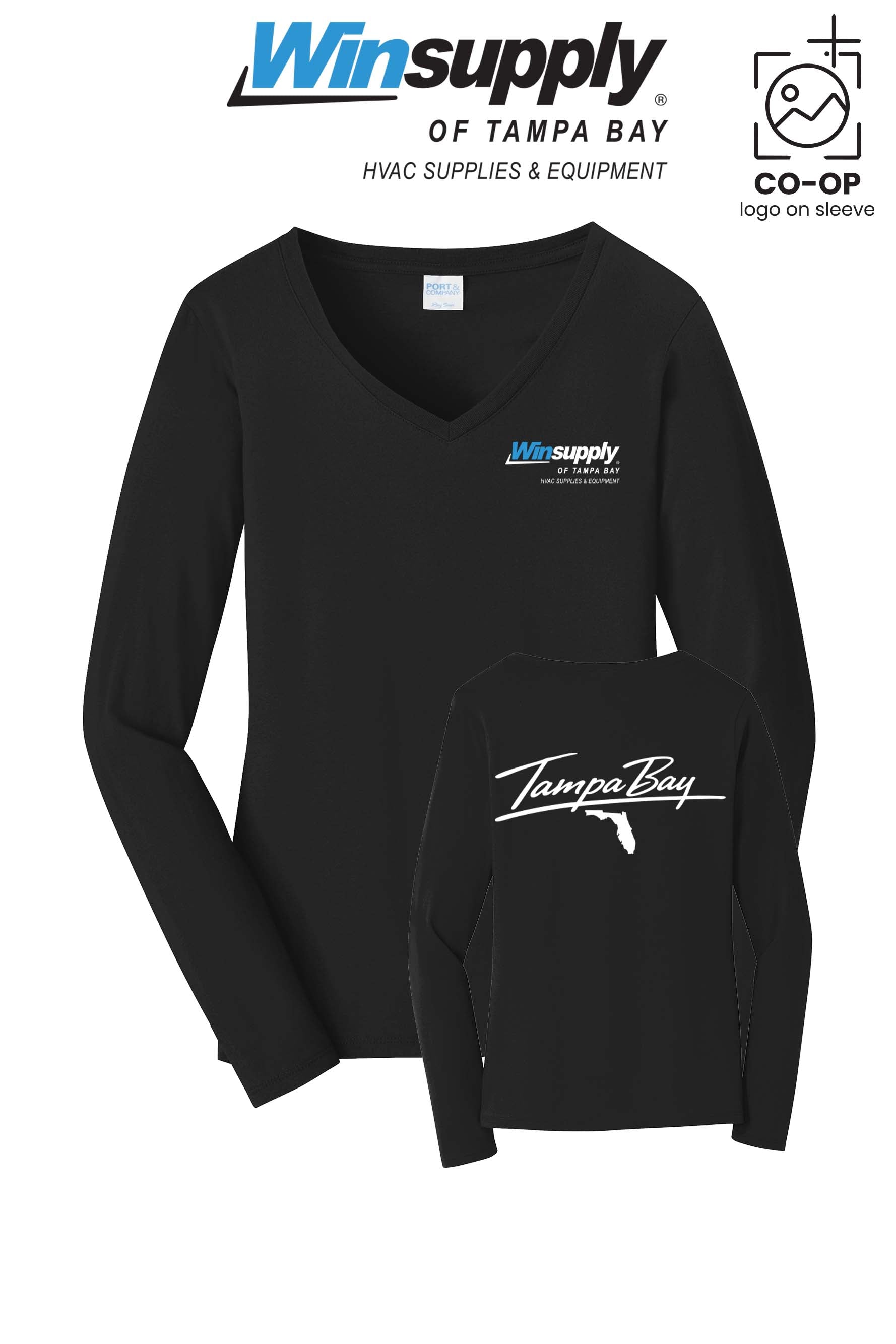 Port & Co™ Womens Long Sleeve Fan Favorite™ V-Neck Tee - Winsupply of Tampa Bay