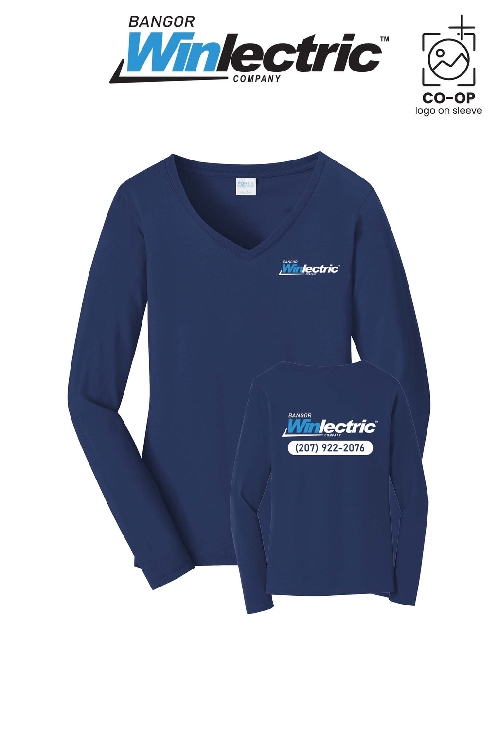 Port & Co™ Womens Long Sleeve Fan Favorite™ V-Neck Tee - Winlectric Bangor