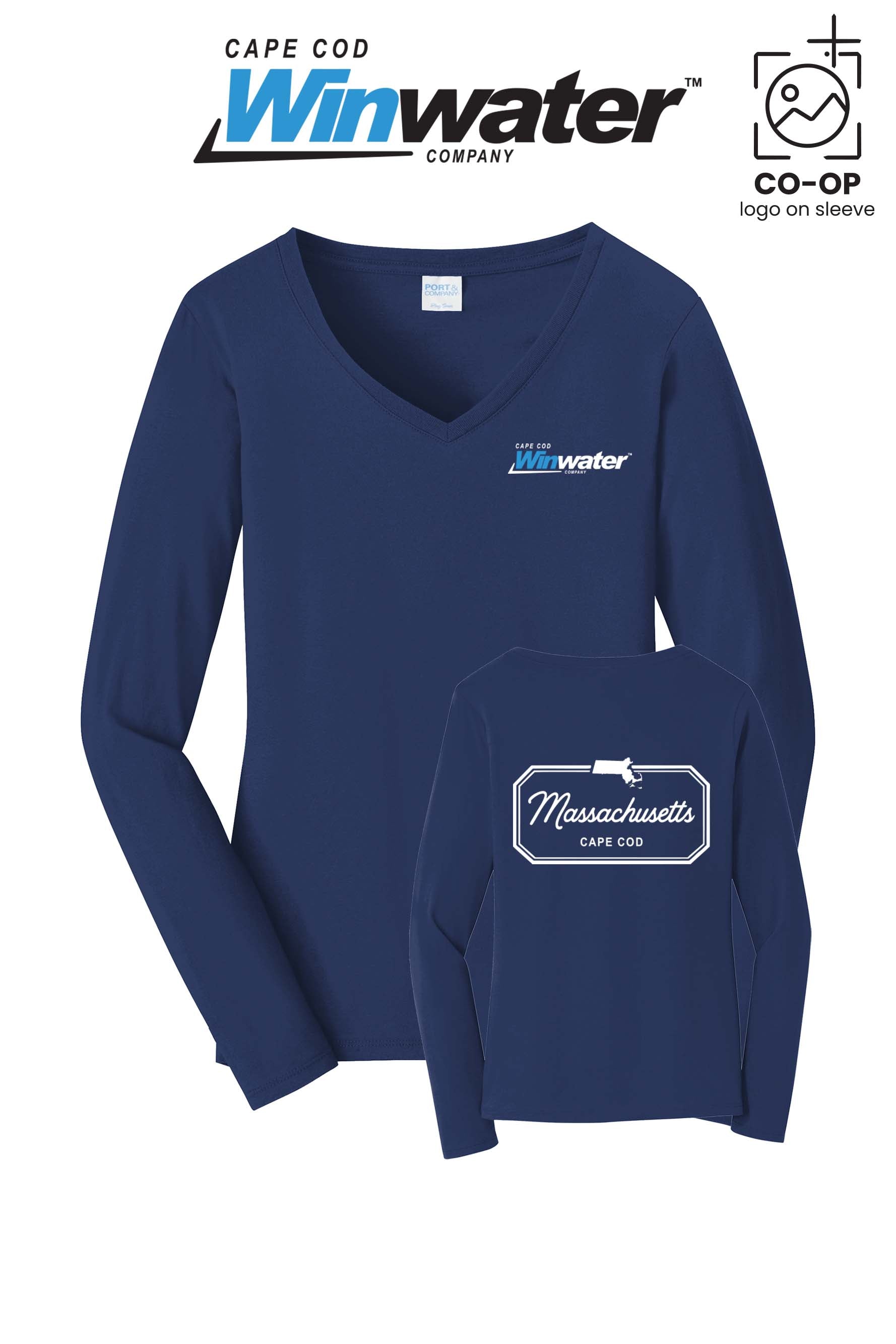 Port & Co™ Womens Long Sleeve Fan Favorite™ V-Neck Tee - Winwater Cape Cod